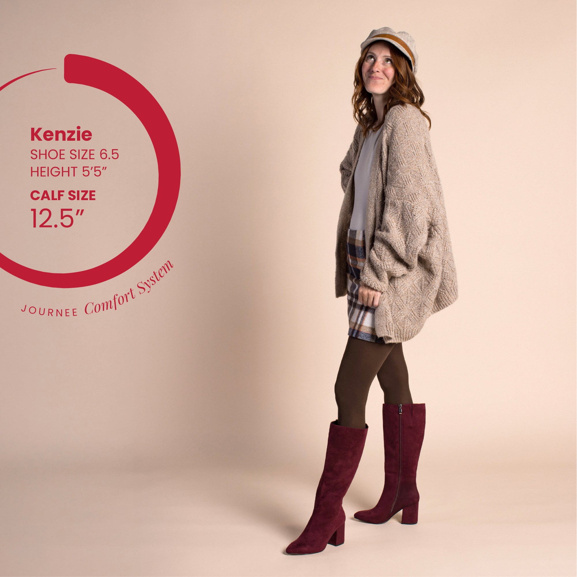 AMEYLIA KNEE-HIGH BOOTS IN EXTRA WIDE CALF - Taupe PU