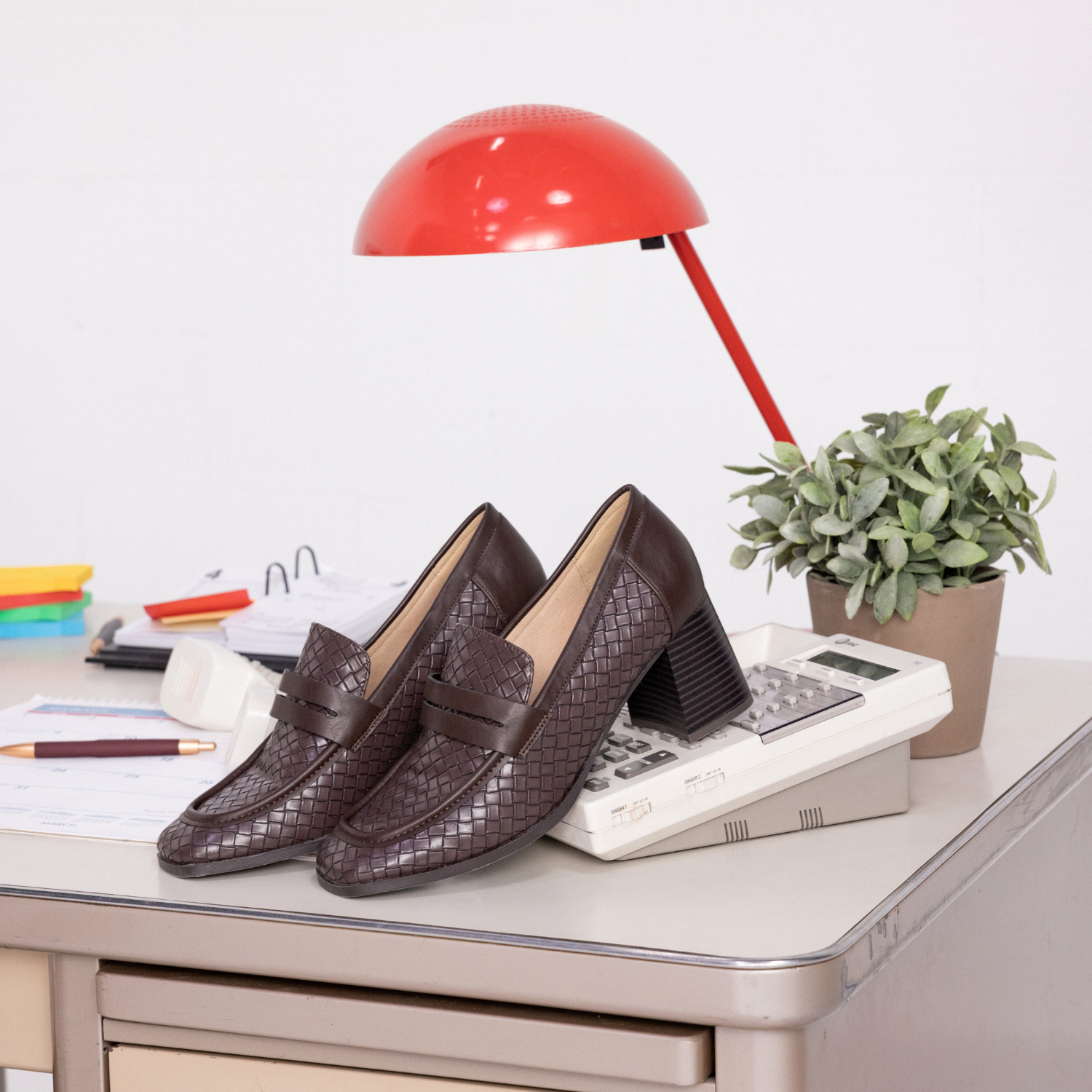 MALLEAH BLOCK HEEL LOAFERS - Chocolate Woven