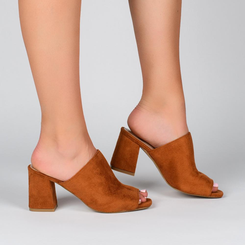 ADELAIDE MULE BLOCK HEELS IN FAUX SUEDE - Green