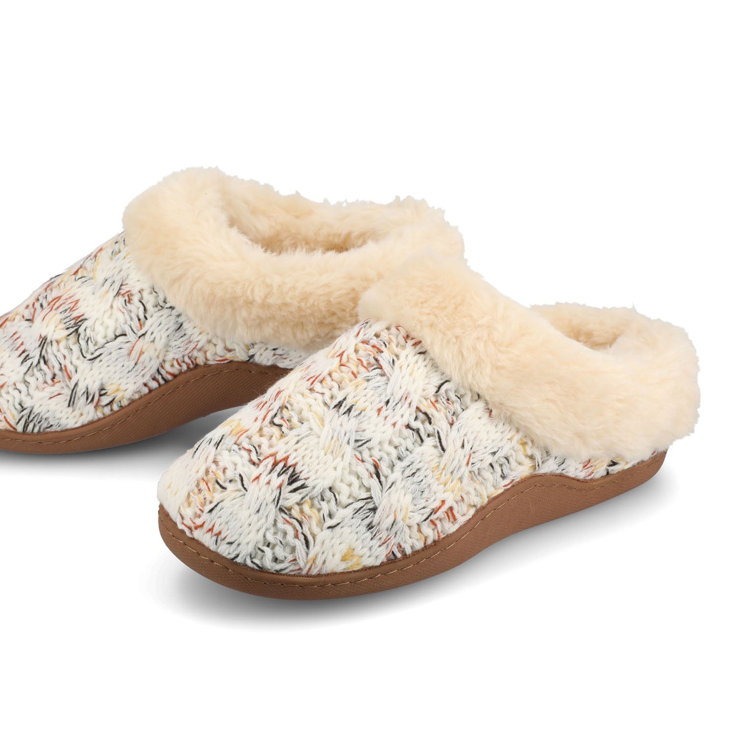 ADIAH SLIPPERS IN SWEATER CABLE KNIT - Beige Knit