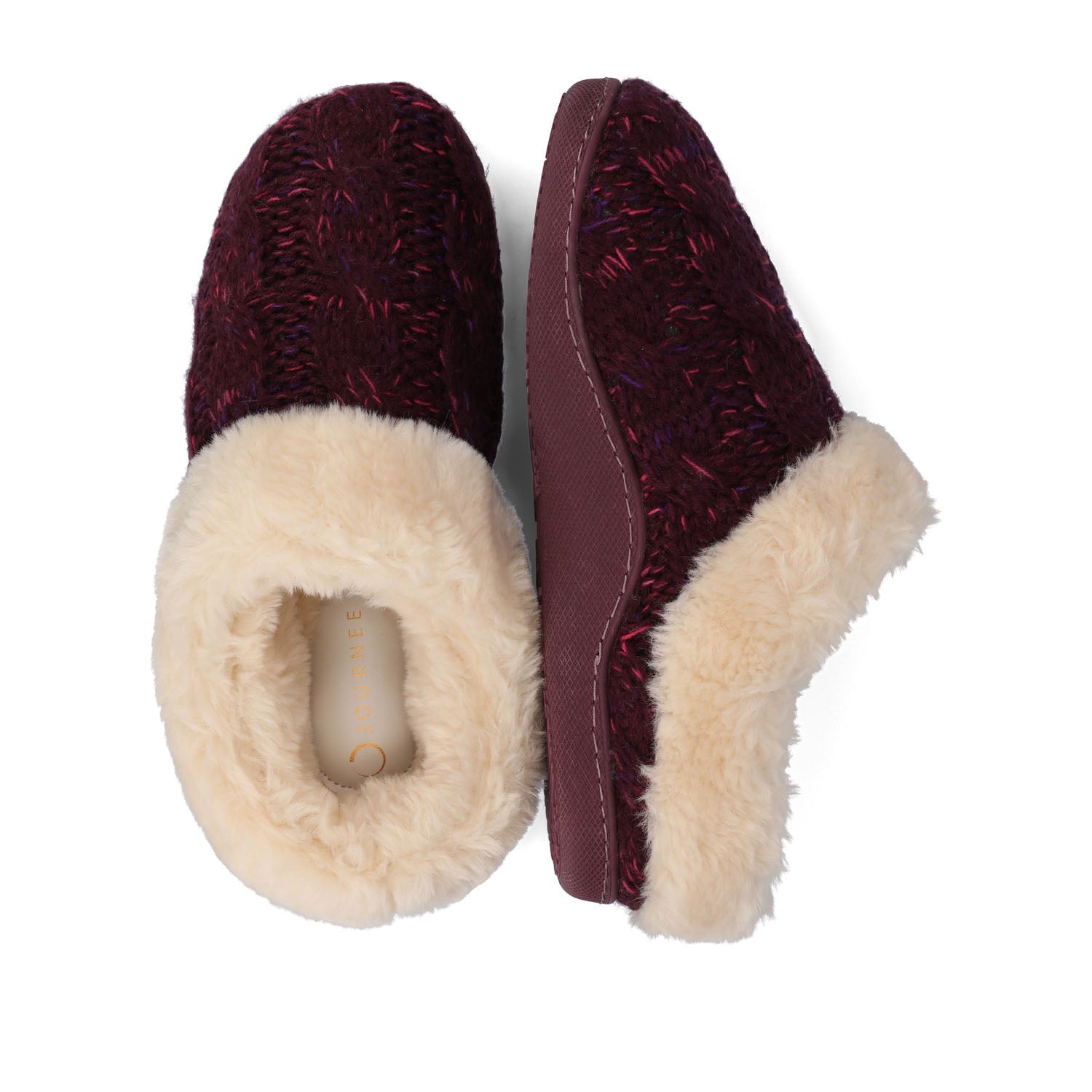 ADIAH SLIPPERS IN SWEATER CABLE KNIT - Berry Knit