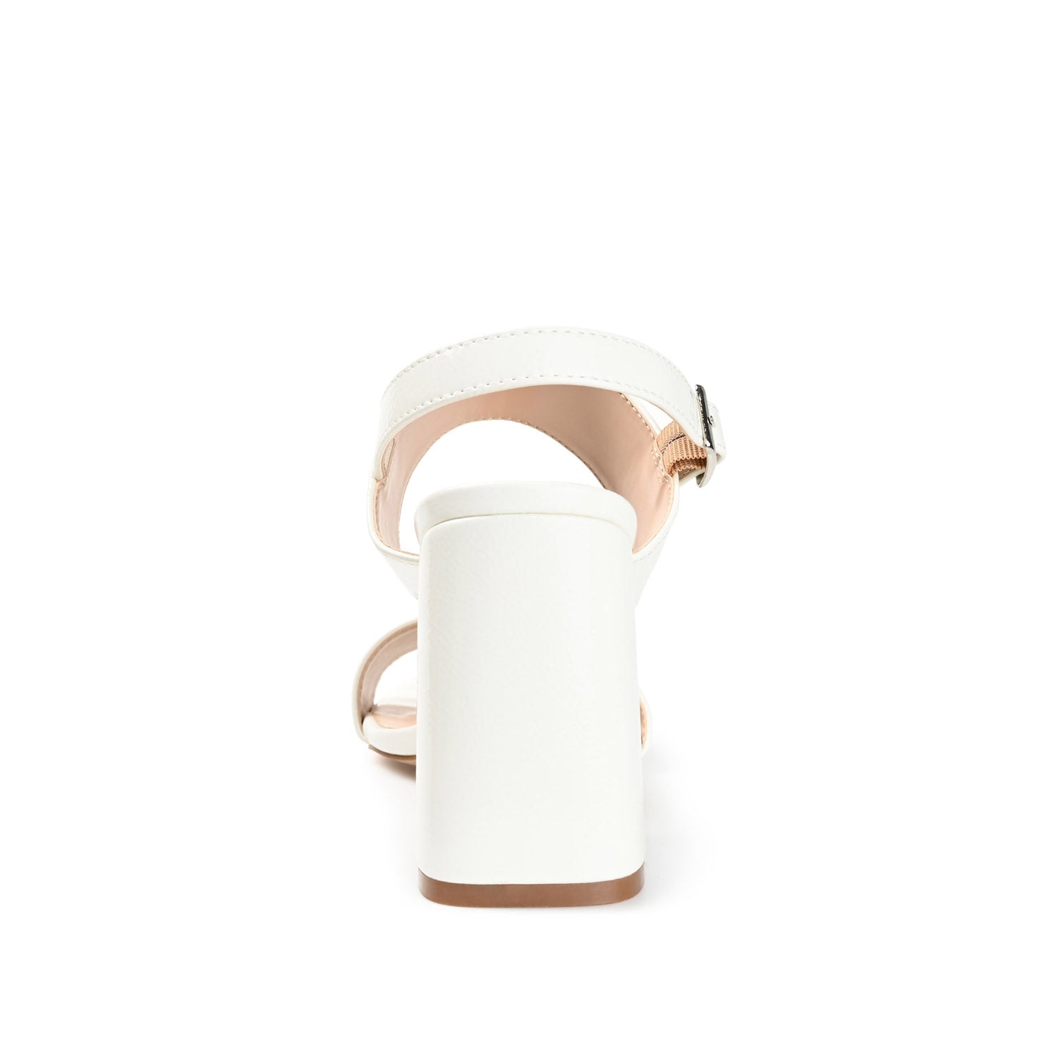 ADRAS STRAPPY BLOCK HEELS IN PATENT - White Patent