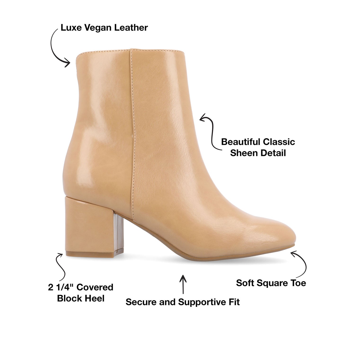 ADRIA SQUARE-TOE BOOTIES IN VEGAN LEATHER - Tan