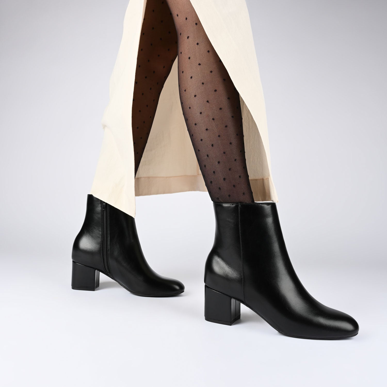 ADRIA SQUARE-TOE BOOTIES IN VEGAN LEATHER