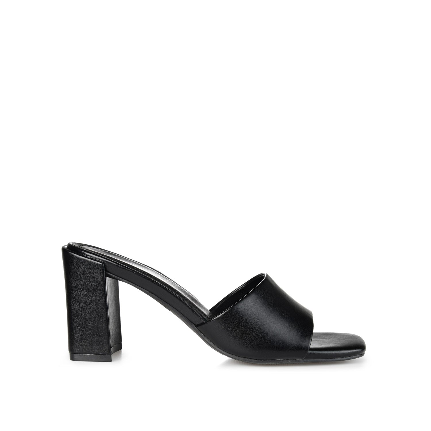 ALISIA MULED BLOCK HEELS IN VEGAN LEATHER - Black