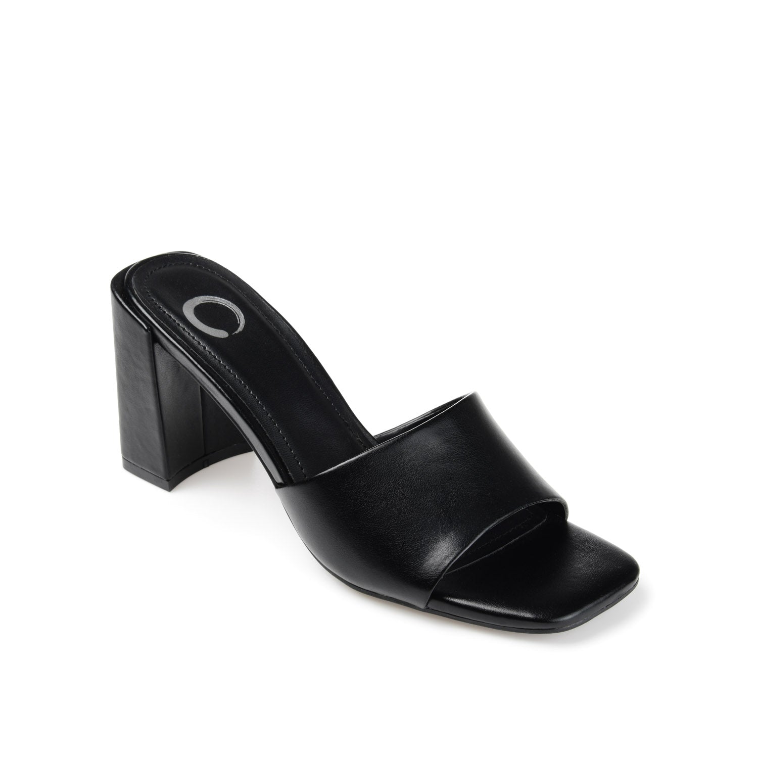 ALISIA MULED BLOCK HEELS IN VEGAN LEATHER - Black