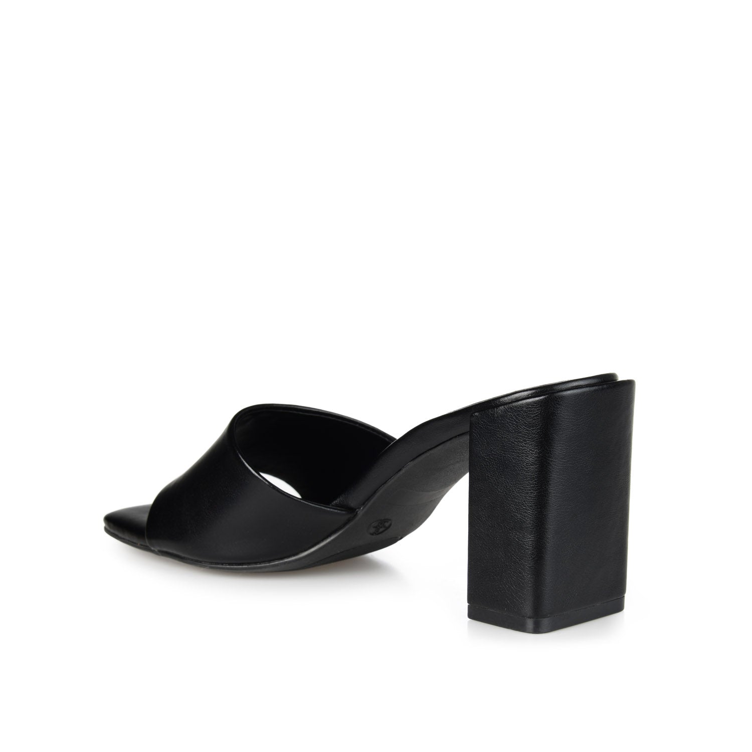 ALISIA MULED BLOCK HEELS IN VEGAN LEATHER - Black