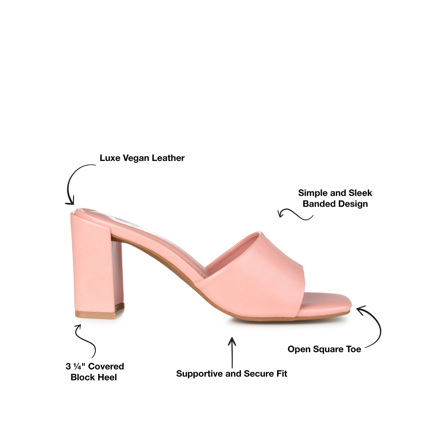 ALISIA MULED BLOCK HEELS IN VEGAN LEATHER