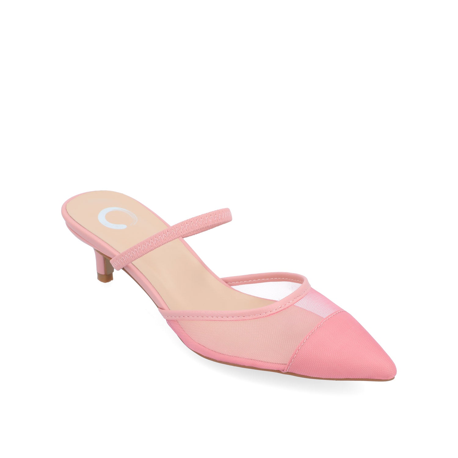 ALLANA POINTED TOE KITTEN HEELS IN MESH - Pink Mesh