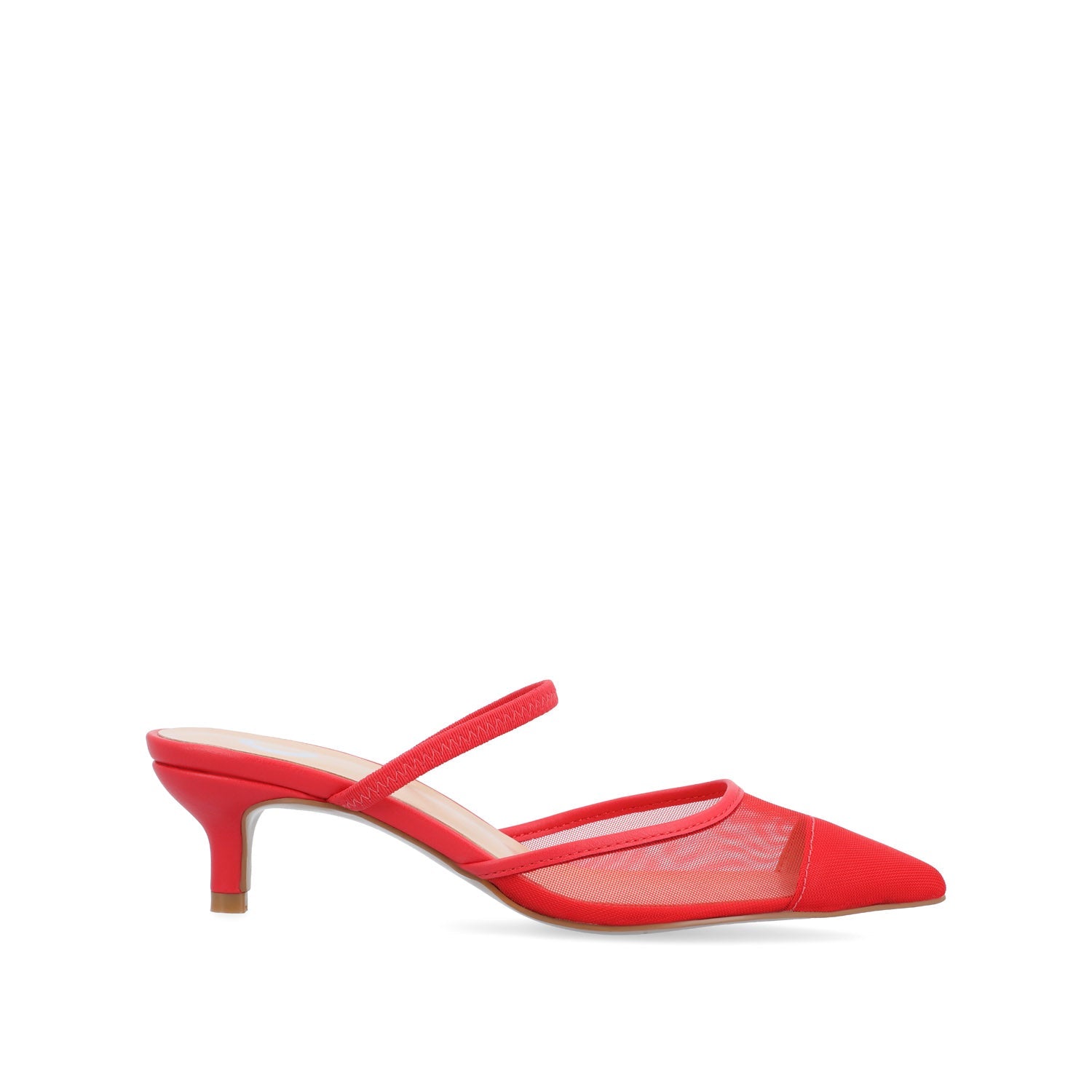 ALLANA POINTED TOE KITTEN HEELS IN MESH - Red Mesh