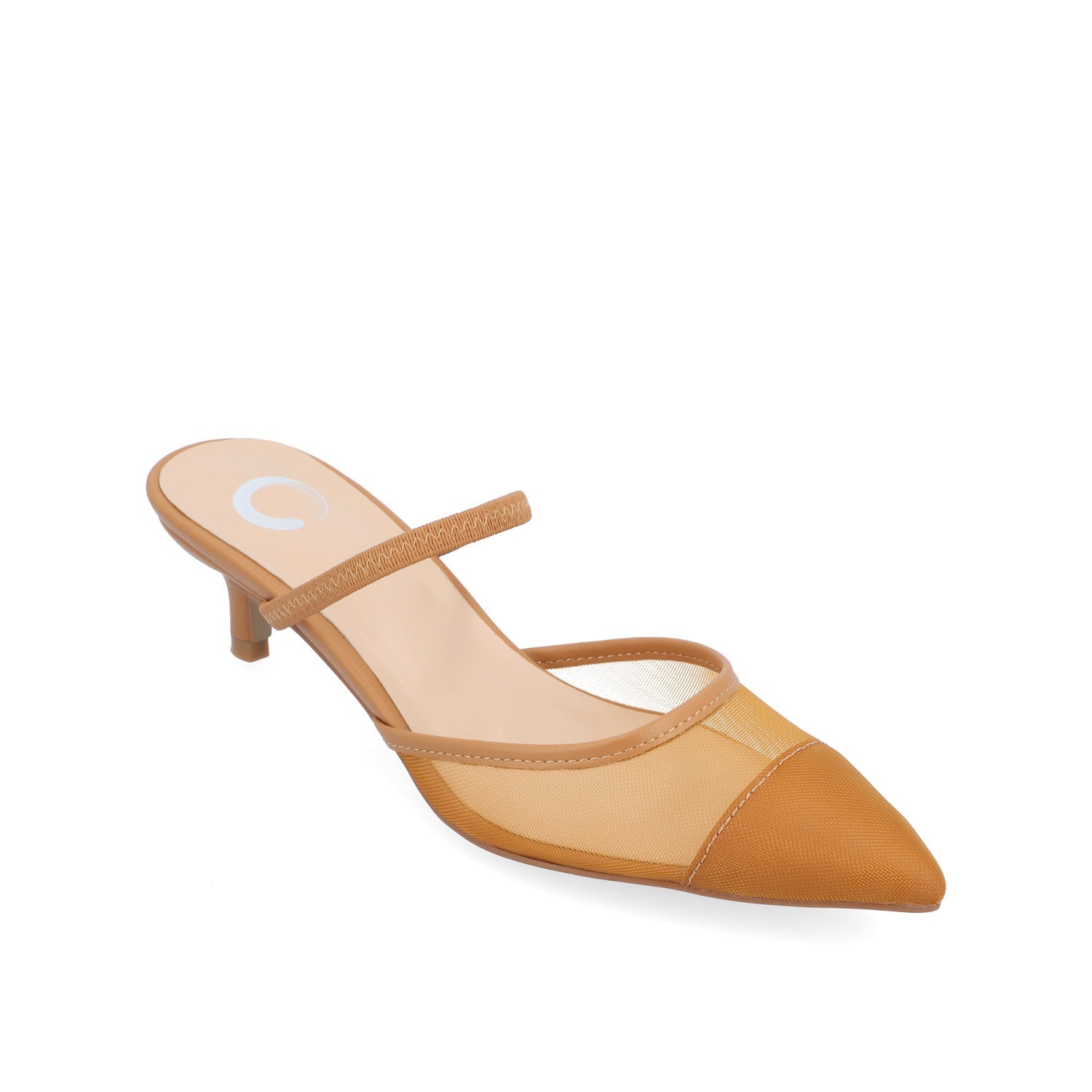 ALLANA POINTED TOE KITTEN HEELS IN MESH - Tan Mesh