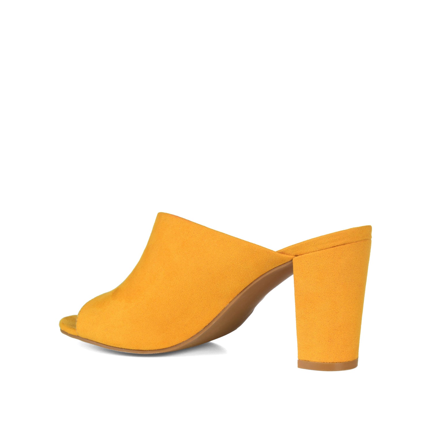 ALLEA BLOCK HEELS IN FAUX SUEDE - Mustard Faux Suede