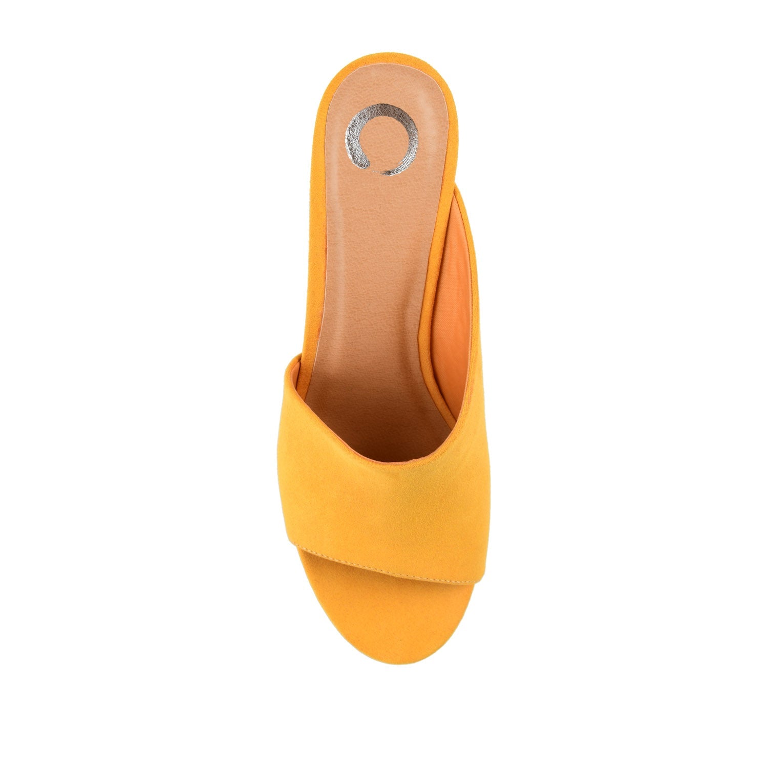 ALLEA BLOCK HEELED MULES IN WIDE - Mustard Faux Suede