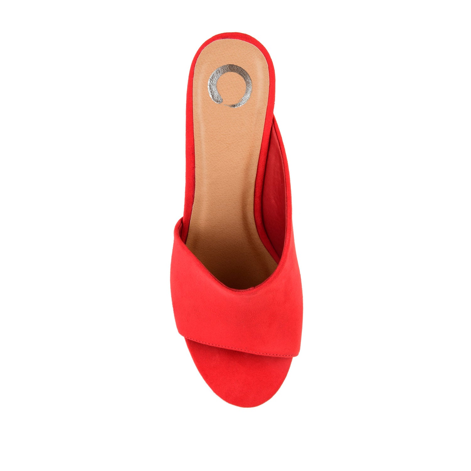 ALLEA BLOCK HEELED MULES IN WIDE - Red Faux Suede