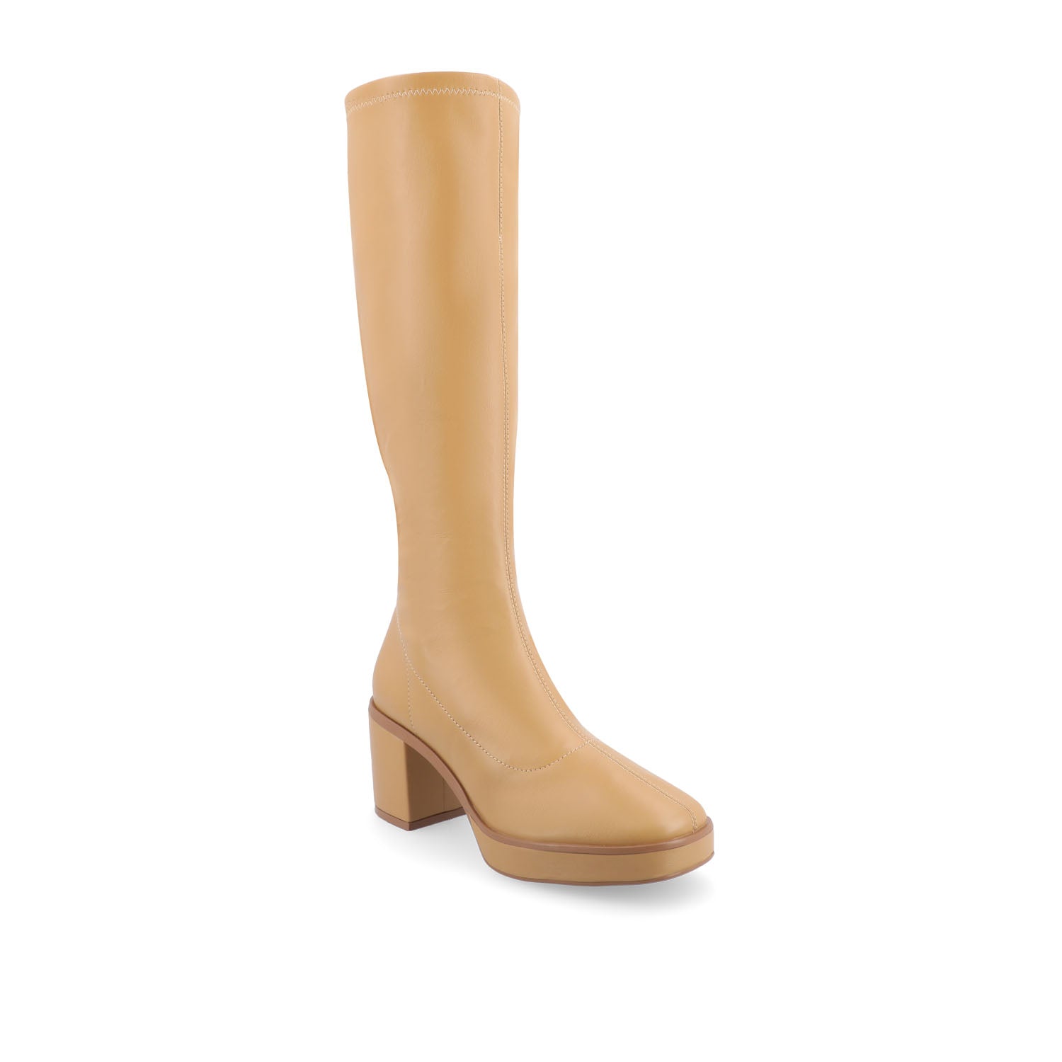ALONDRA KNEE HIGH BOOTS IN VEGAN LEATHER - Tan