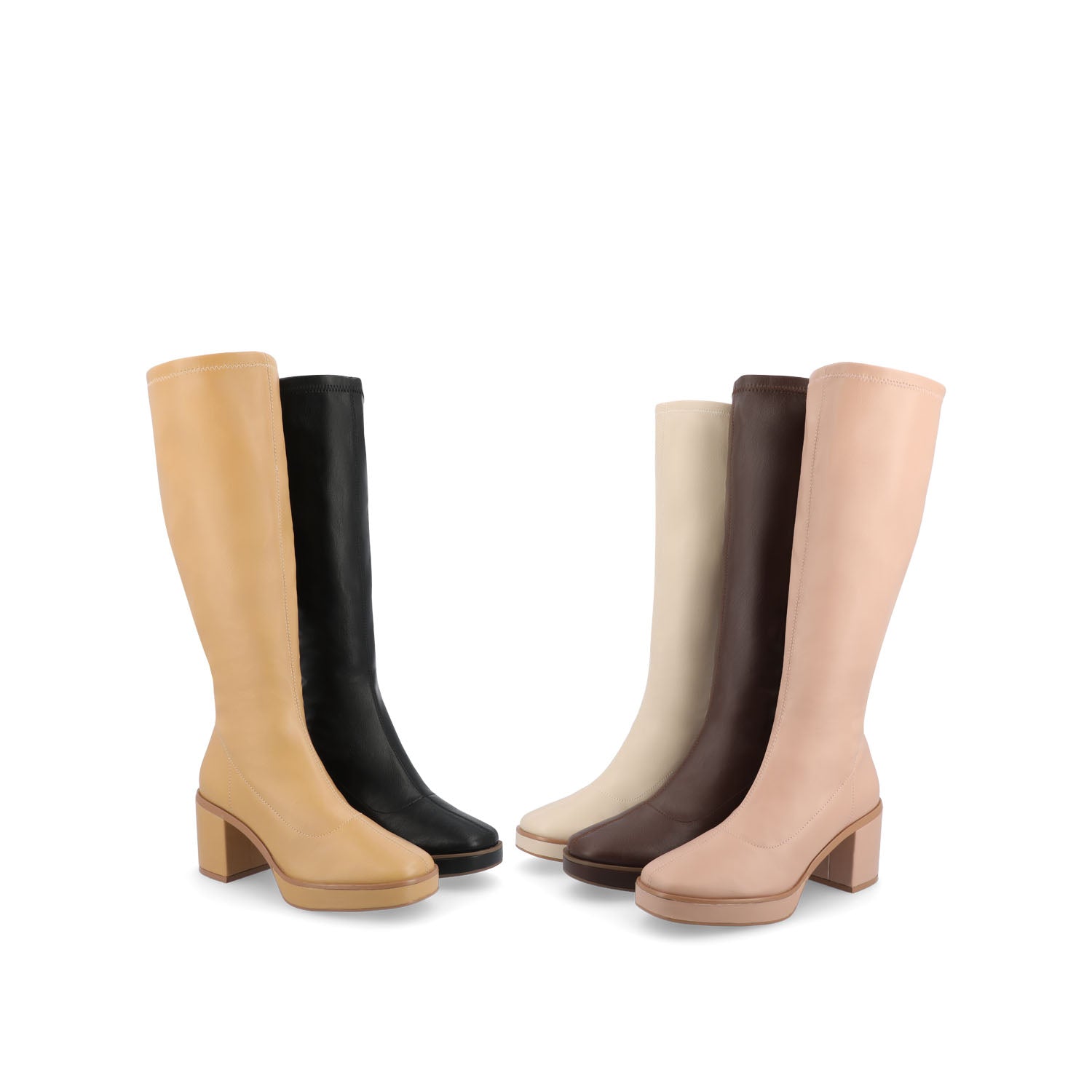ALONDRA KNEE HIGH BOOTS IN WIDE CALF - Cream