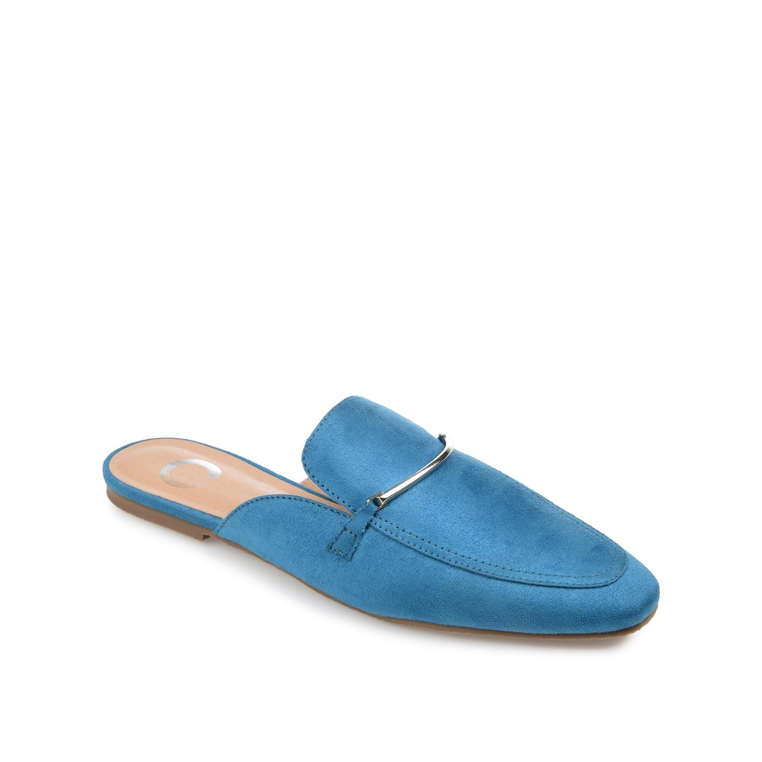 AMEENA MULED LOAFER FLATS IN VEGAN LEATHER - Blue