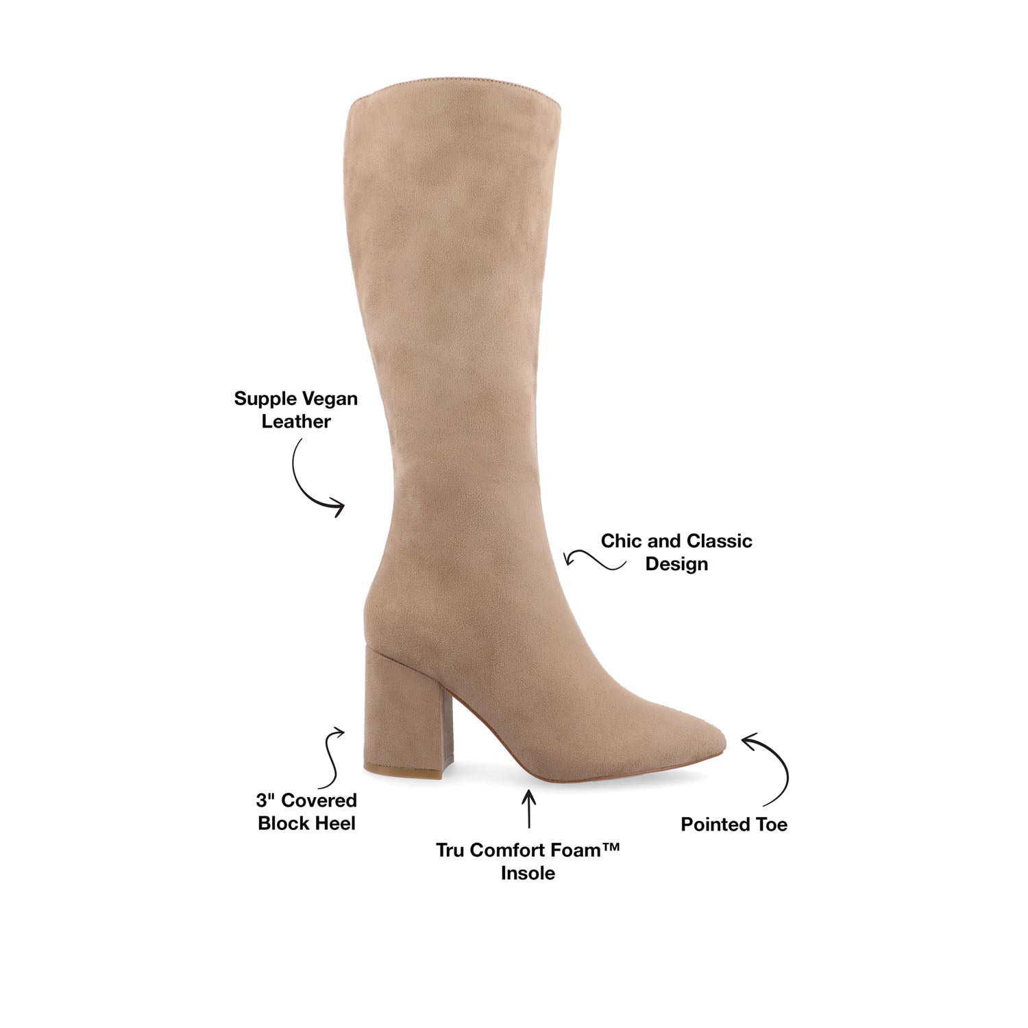 AMEYLIA KNEE-HIGH BOOTS IN WIDE WIDTH & CALF - Beige