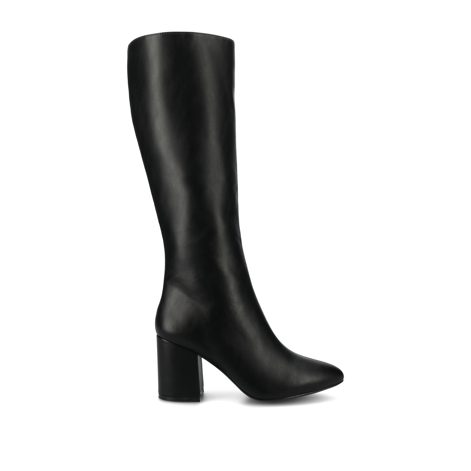 AMEYLIA KNEE-HIGH BOOTS IN EXTRA WIDE CALF - Black PU