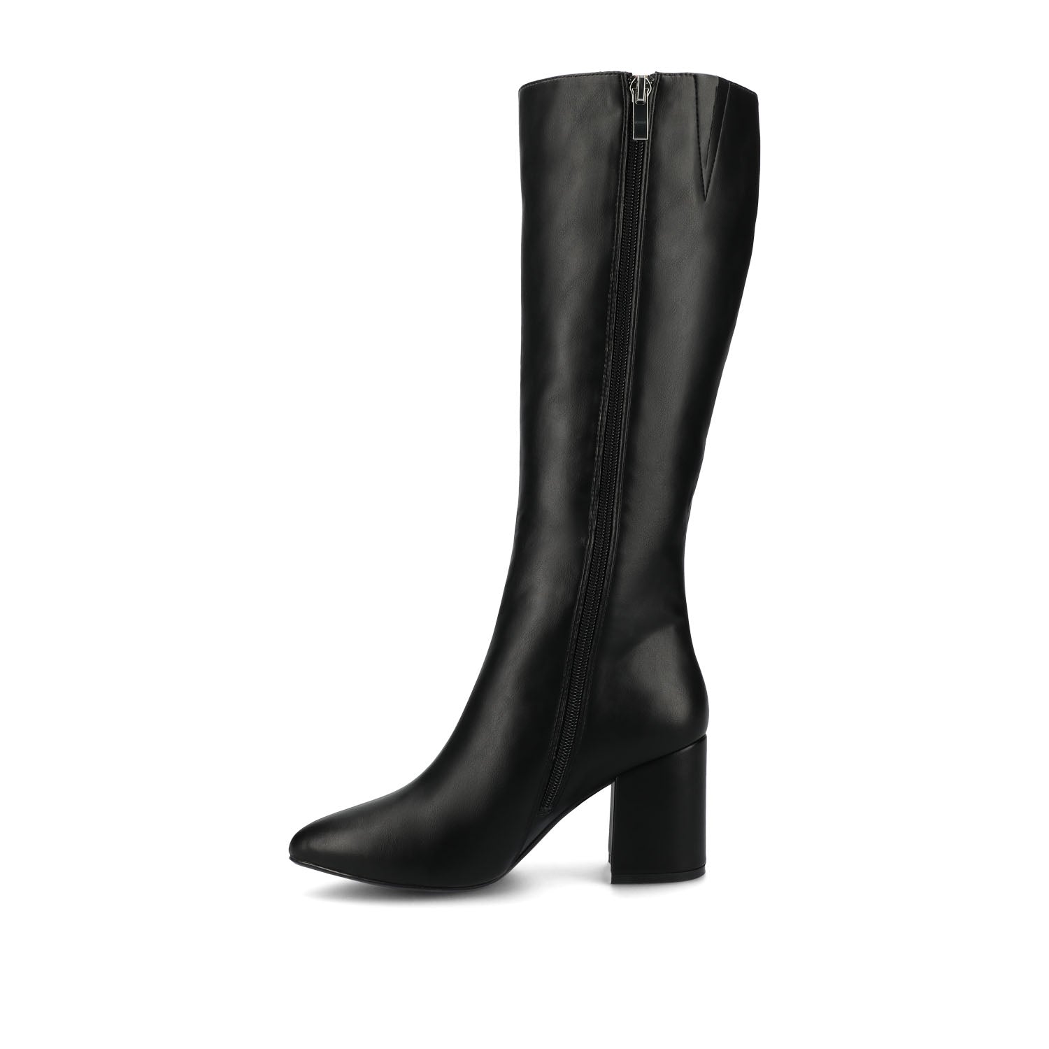 AMEYLIA VEGAN LEATHER KNEE-HIGH BOOTS IN WIDE CALF - Black PU