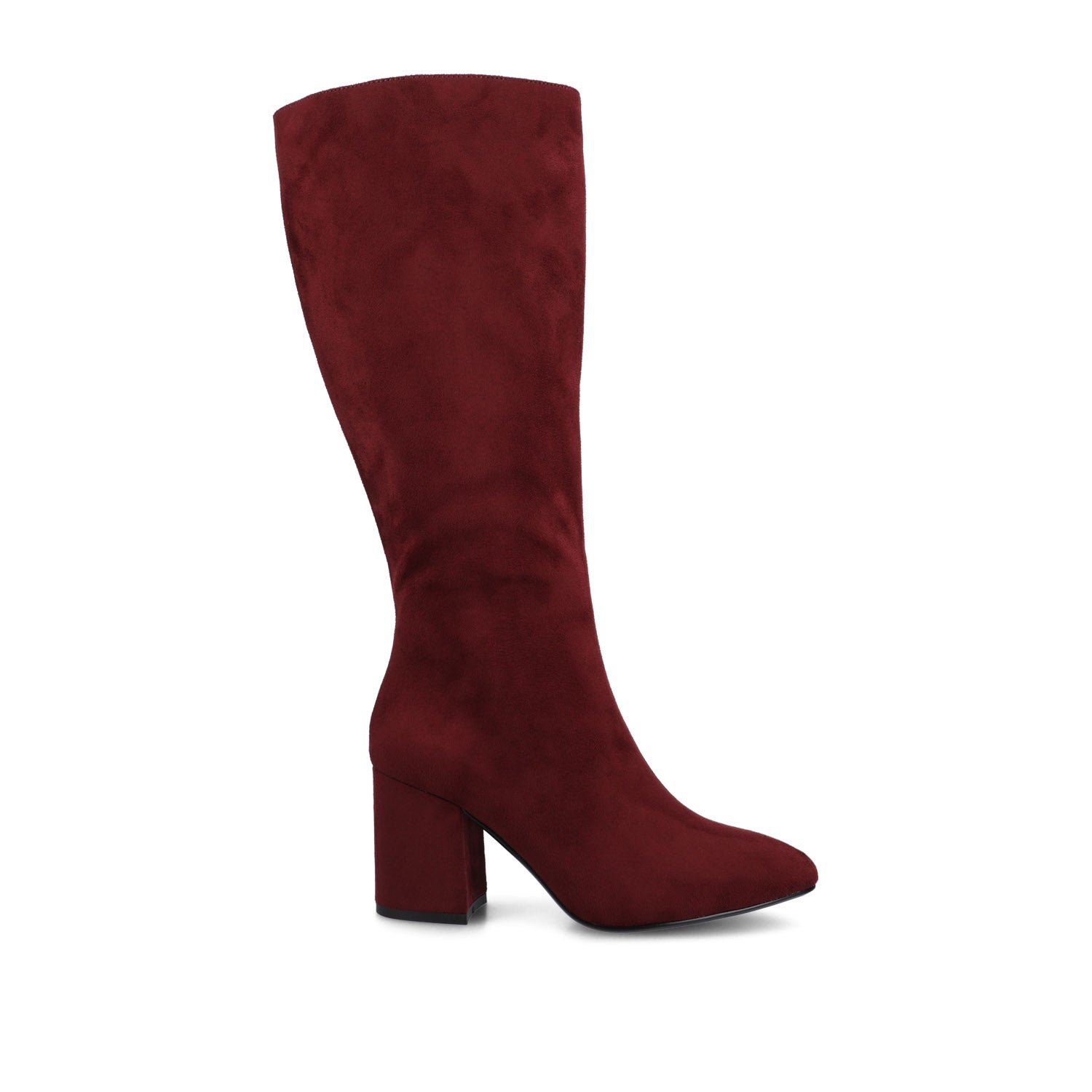 block heel wide calf burgundy boots