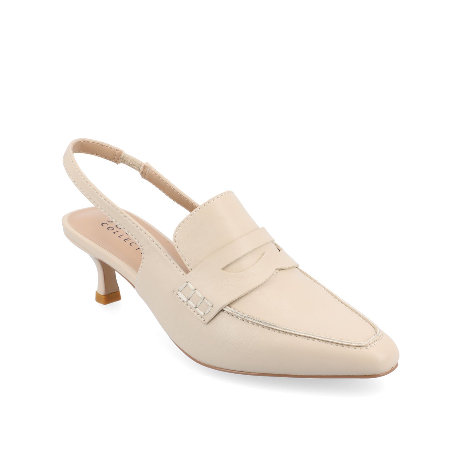 AMORY KITTEN HEEL LOAFERS IN VEGAN LEATHER IN WIDE - Beige