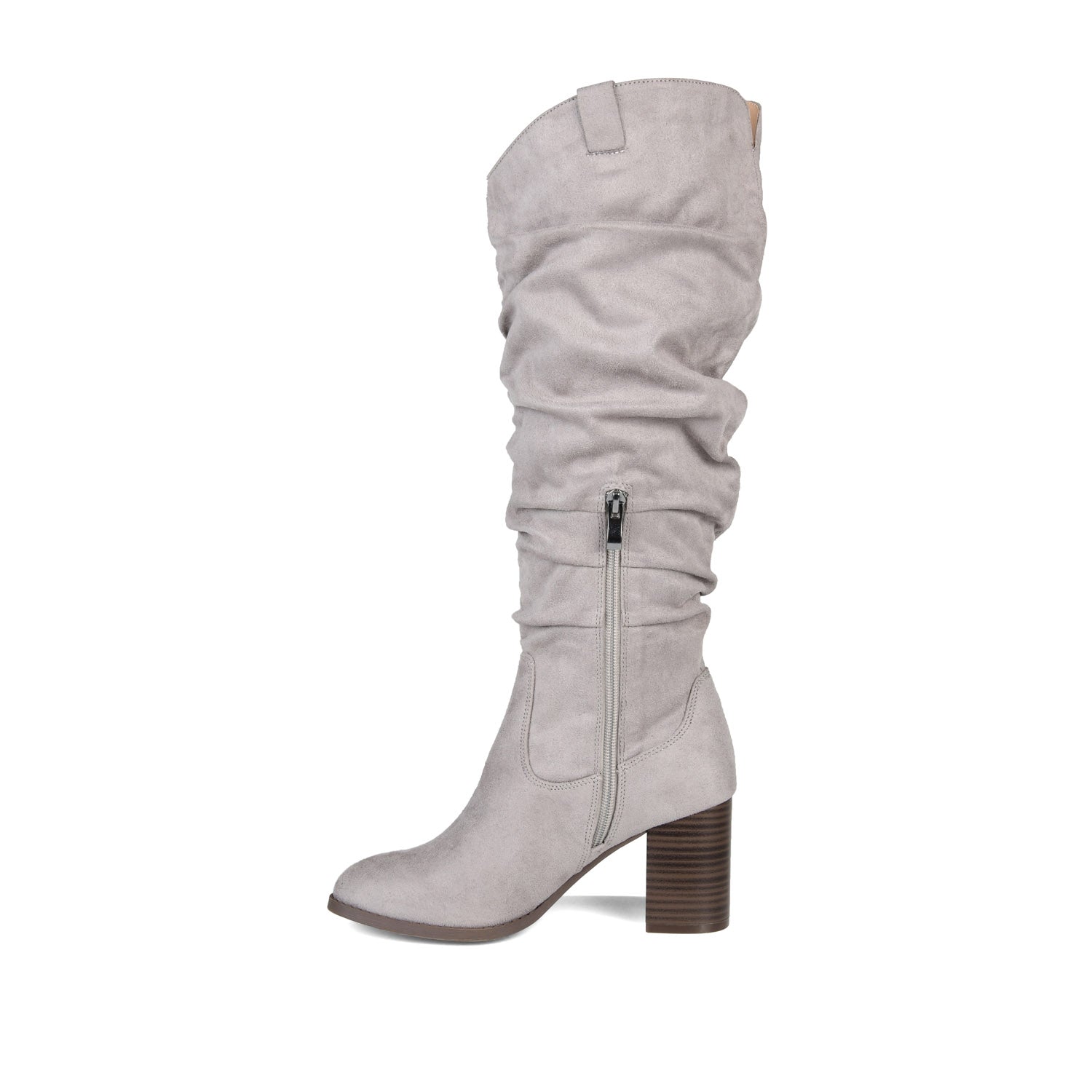 ANEIL KNEE HIGH BOOTS IN WIDE CALF - Grey Faux Suede