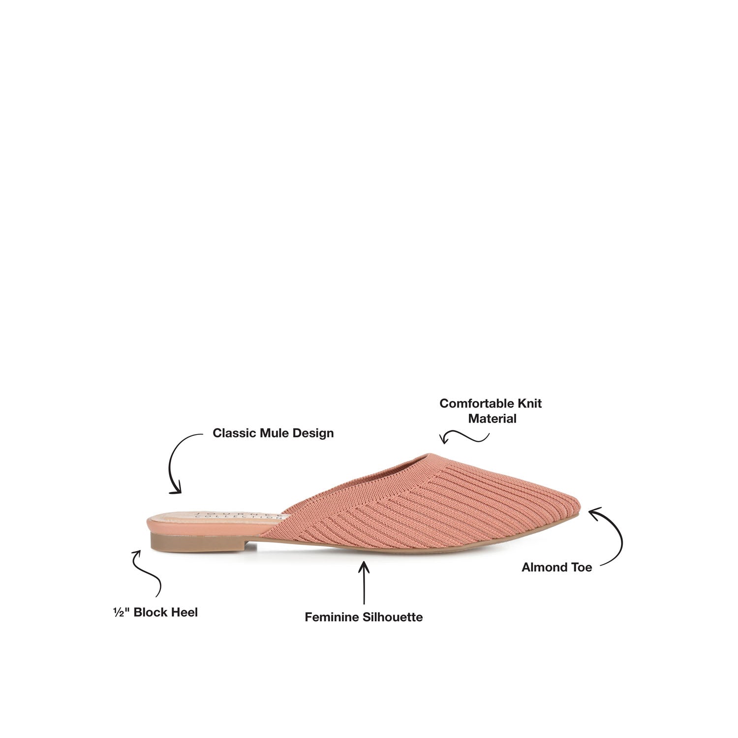 ANIEE STATEMENT KNIT FABRIC MULE FLATS IN WIDE - Clay