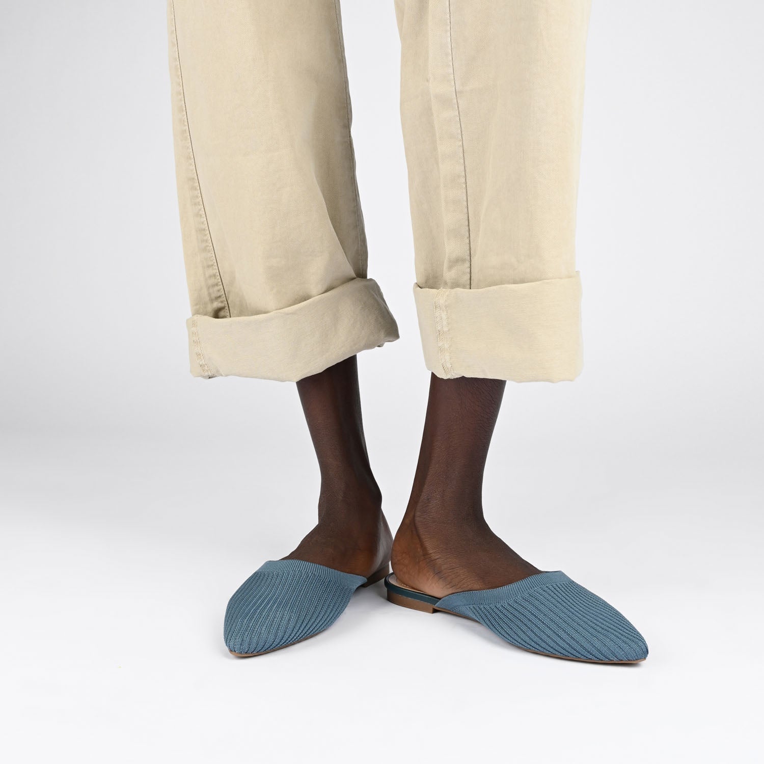 ANIEE STATEMENT KNIT FABRIC MULE FLATS IN WIDE - Clay