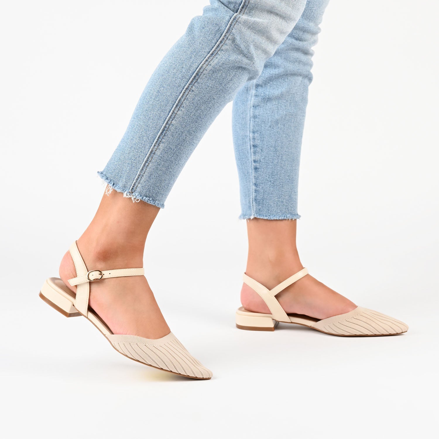 ANSLEY KNIT FABRIC FLATS IN WIDE - Beige