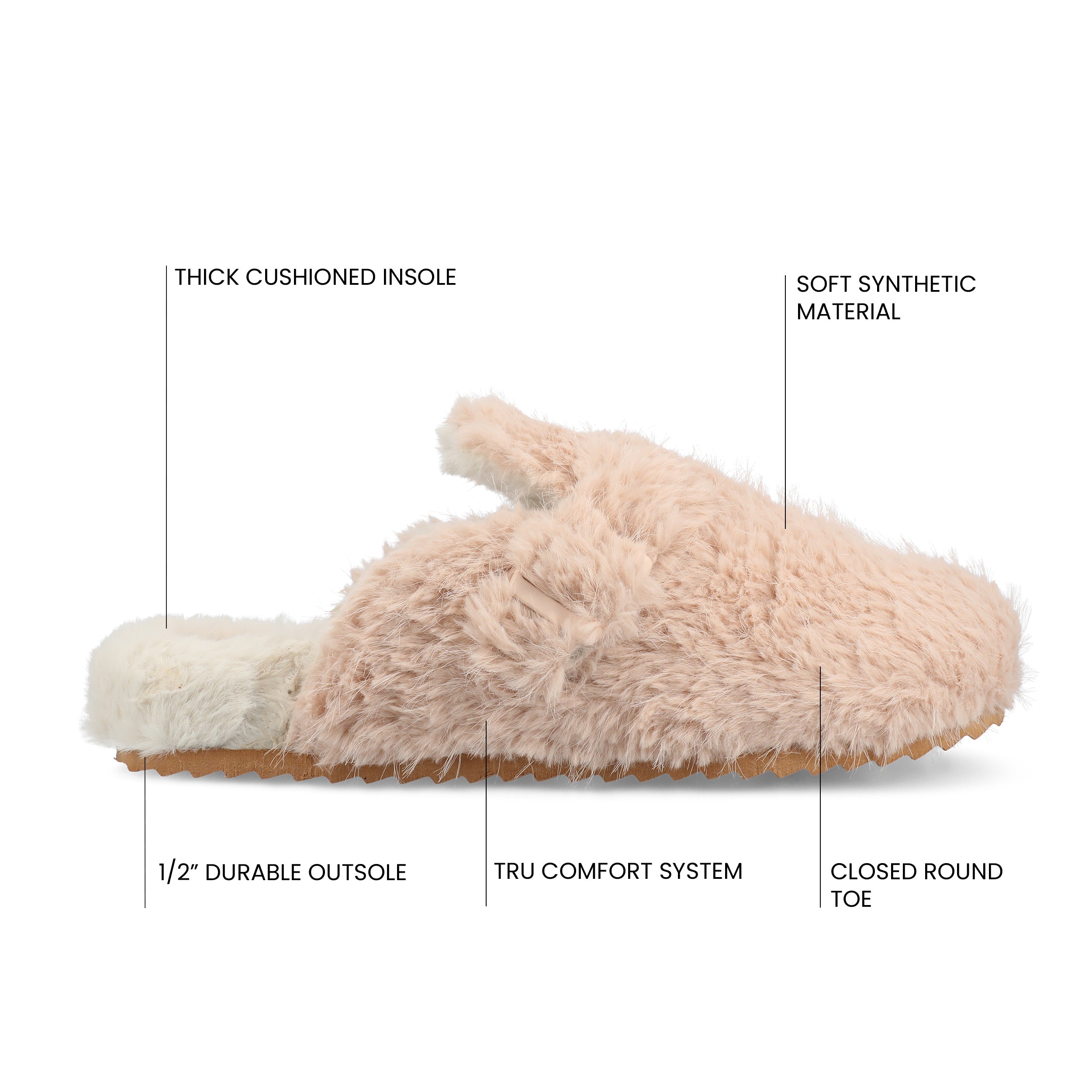 ARDENN SLIPPERS IN FAUX FUR - Blush Faux Fur