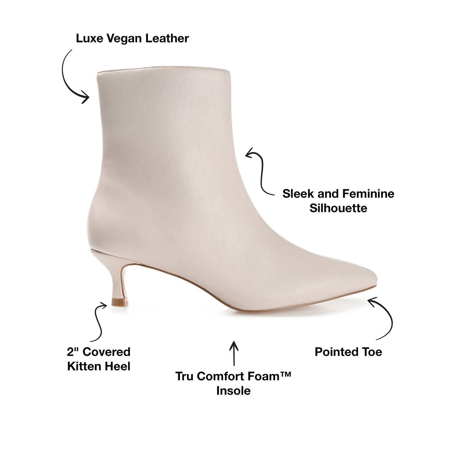 ARELY POINTED TOE BOOTIES IN VEGAN LEATHER