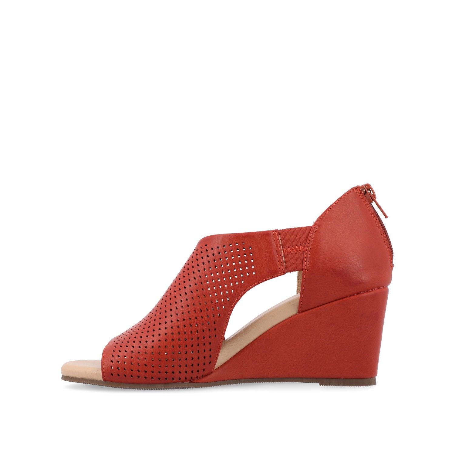 ARETHA WEDGE HEEL SANDALS IN VEGAN LEATHER - Rust PU