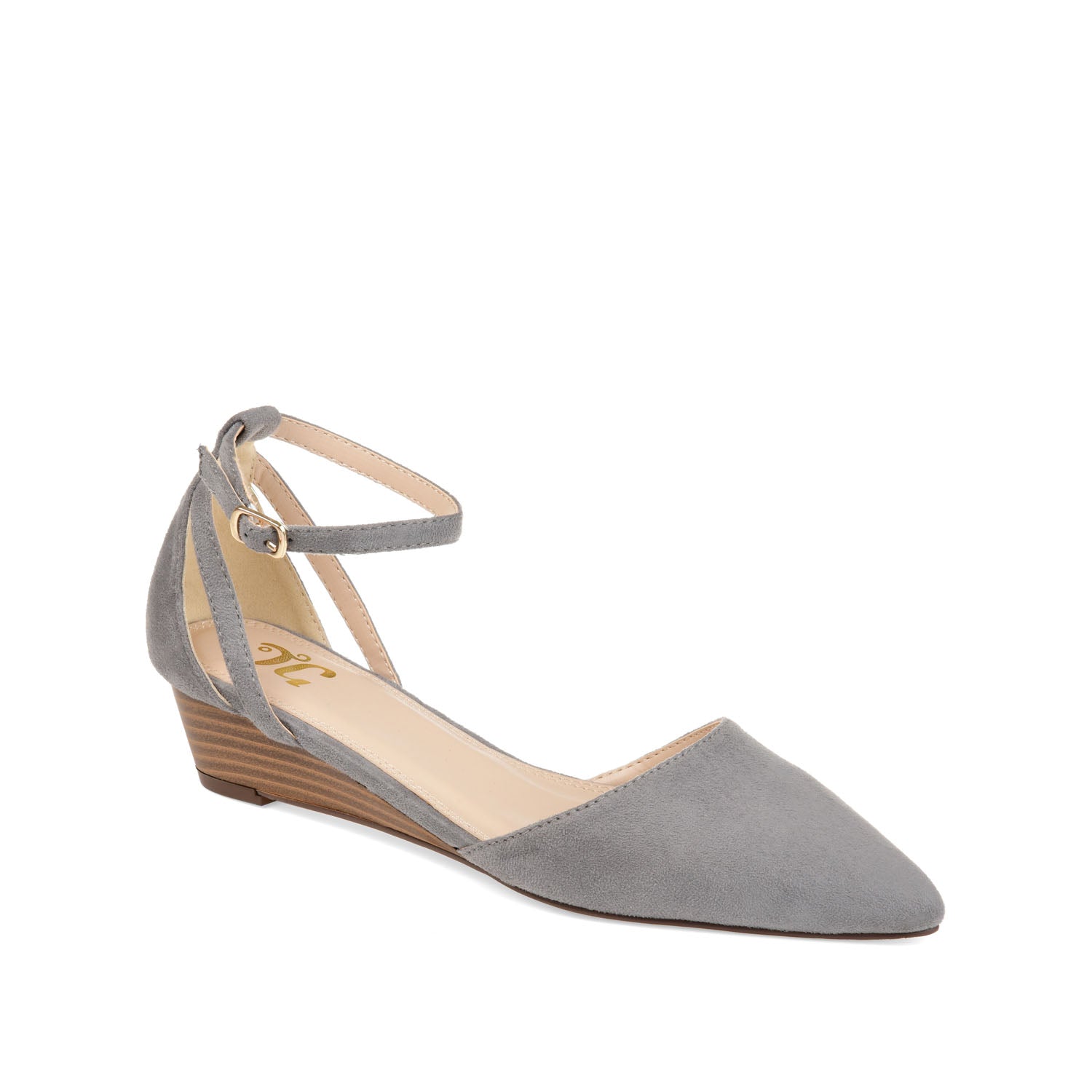 ARKIE D'ORSAY WEDGE HEELS IN FAUX SUEDE - Grey