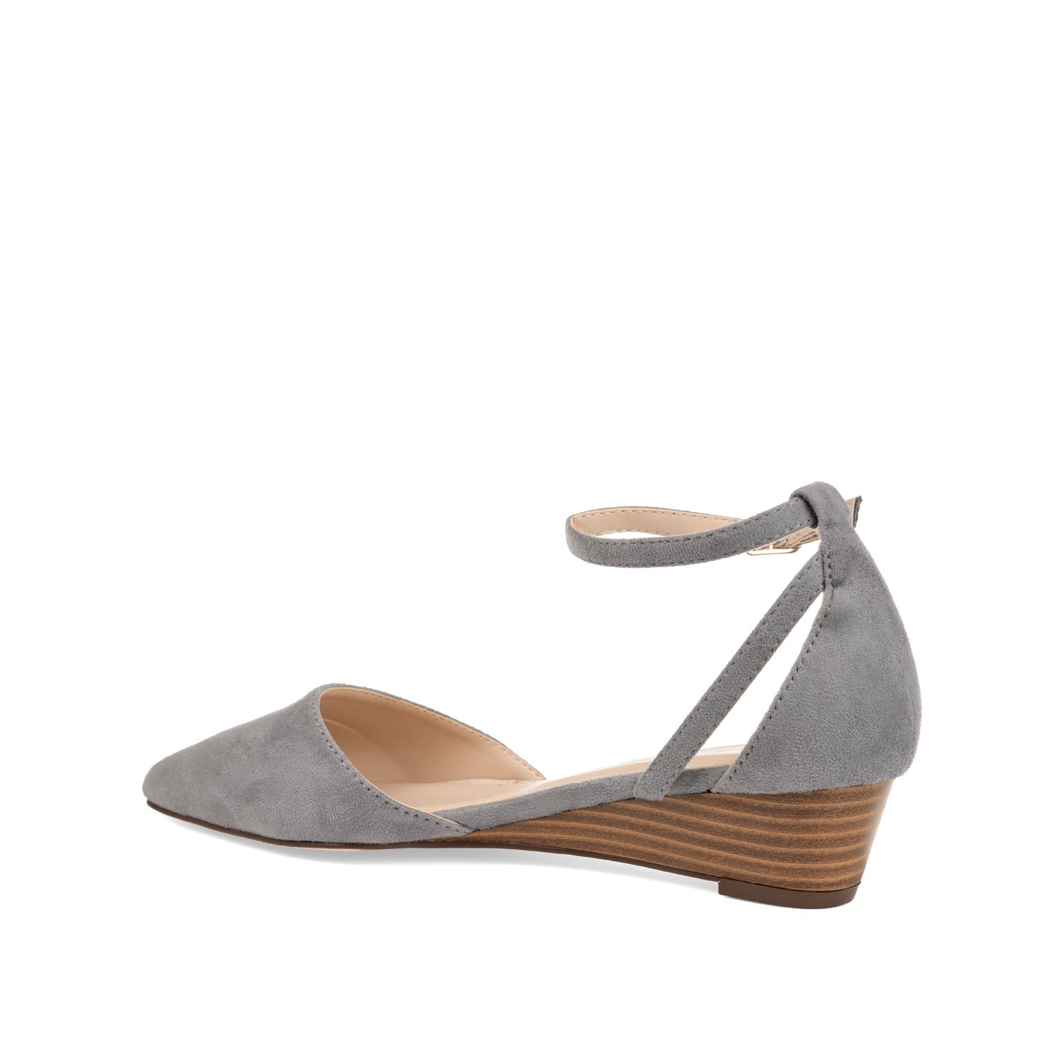 ARKIE D'ORSAY WEDGE HEELS IN FAUX SUEDE - Grey