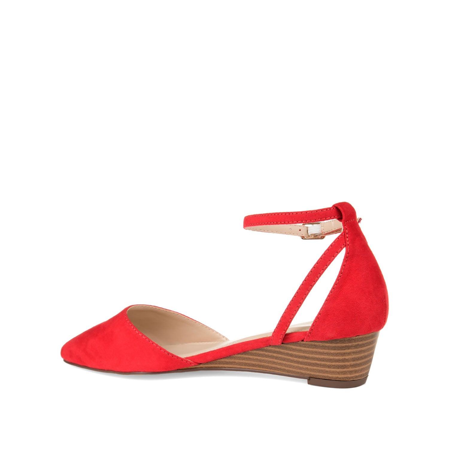 ARKIE D'ORSAY WEDGE HEELS IN FAUX SUEDE - Red