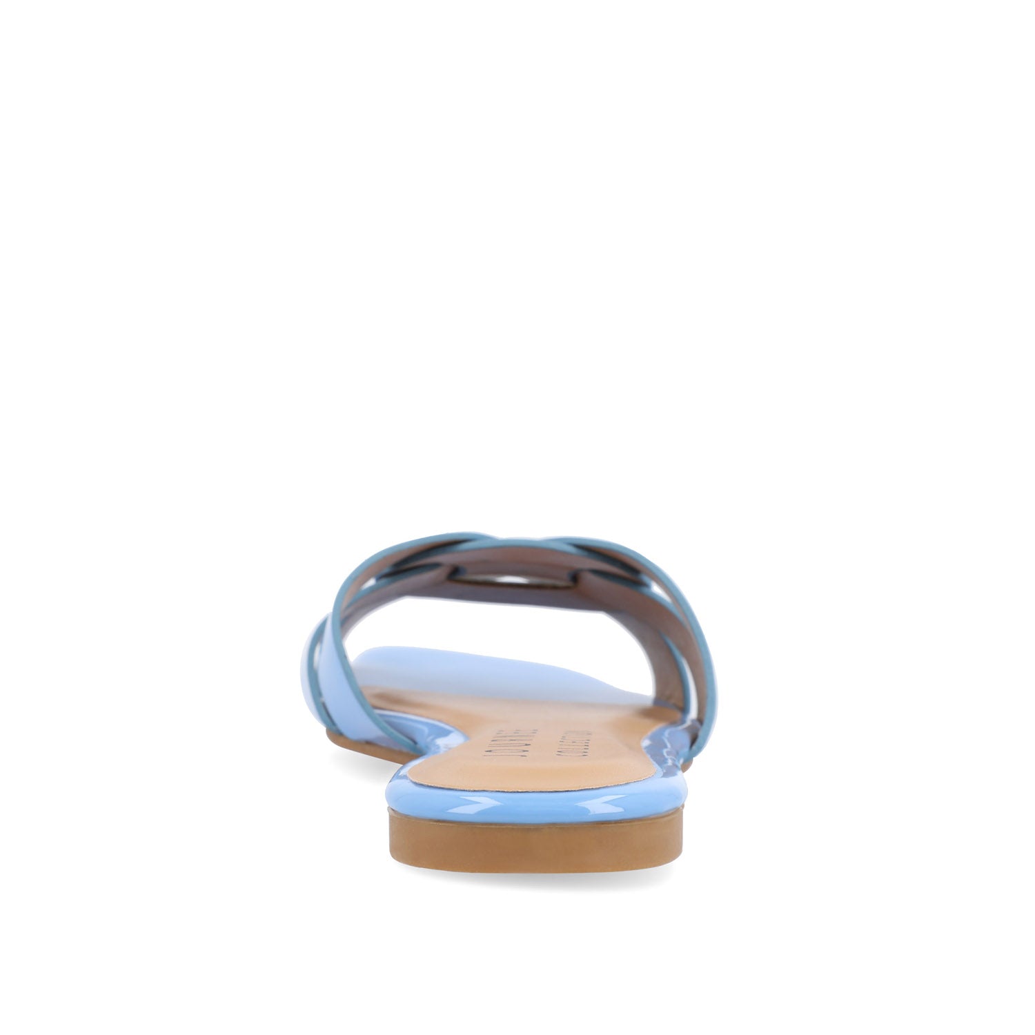 ARRINA SLIDE SANDALS IN STATEMENT PATENT - Blue Patent