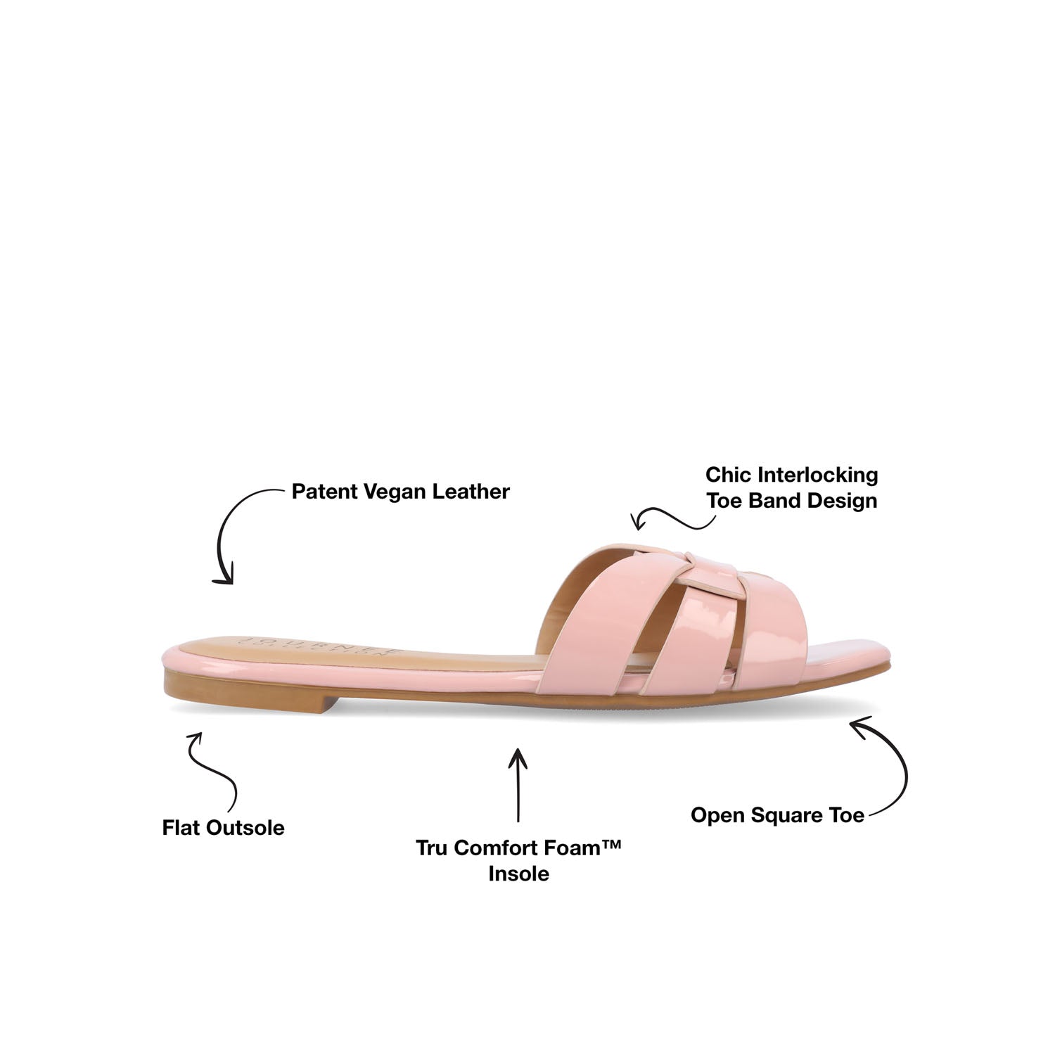 ARRINA STATEMENT PATENT SLIDE SANDALS IN WIDE - Blush Patent