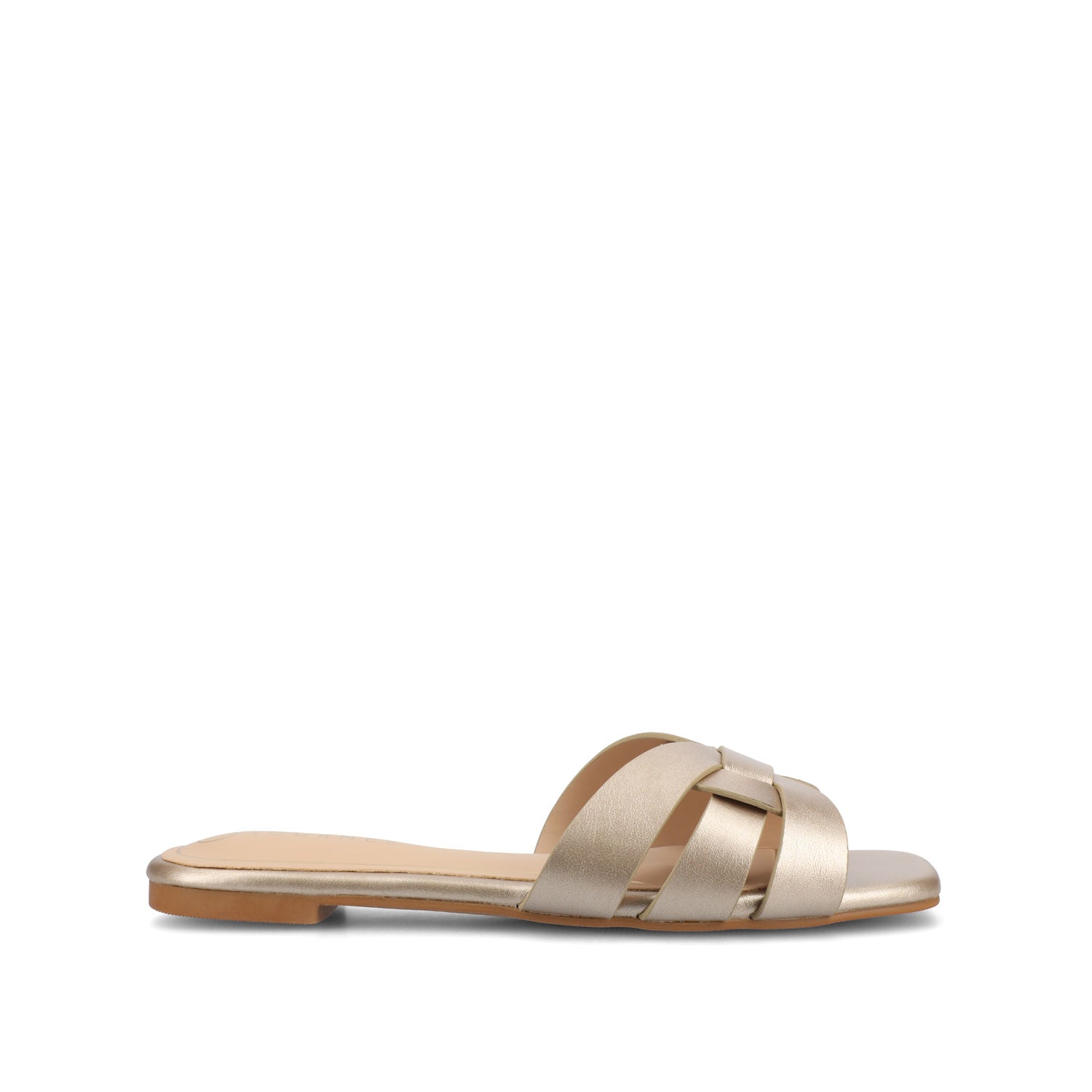 ARRINA SLIDE SANDALS IN BASIC PATENT - Champagne PU