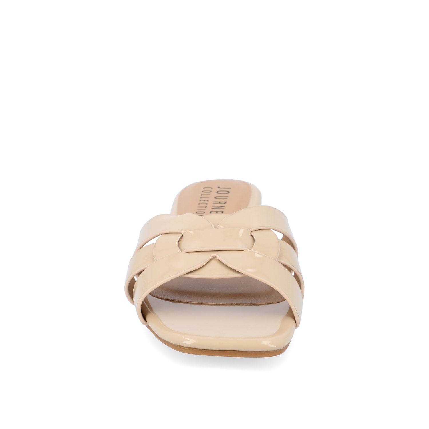 ARRINA BASIC PATENT SLIDE SANDALS IN WIDE - Nude Patent