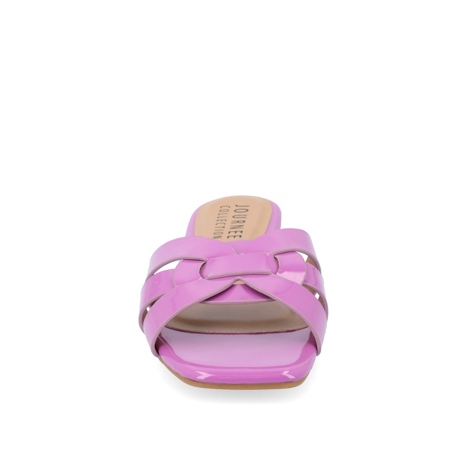 ARRINA STATEMENT PATENT SLIDE SANDALS IN WIDE - Yellow Patent