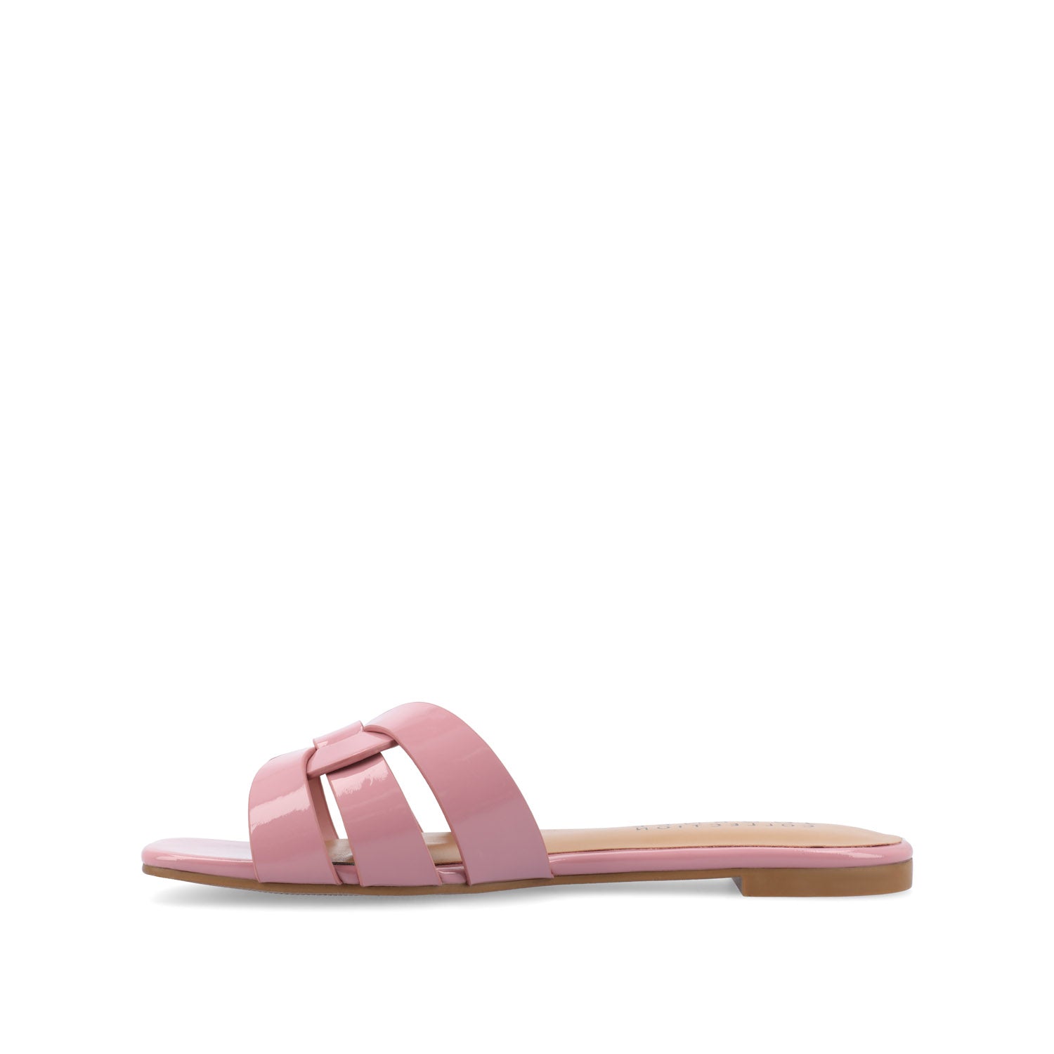 ARRINA SLIDE SANDALS IN STATEMENT PATENT - Rose Patent
