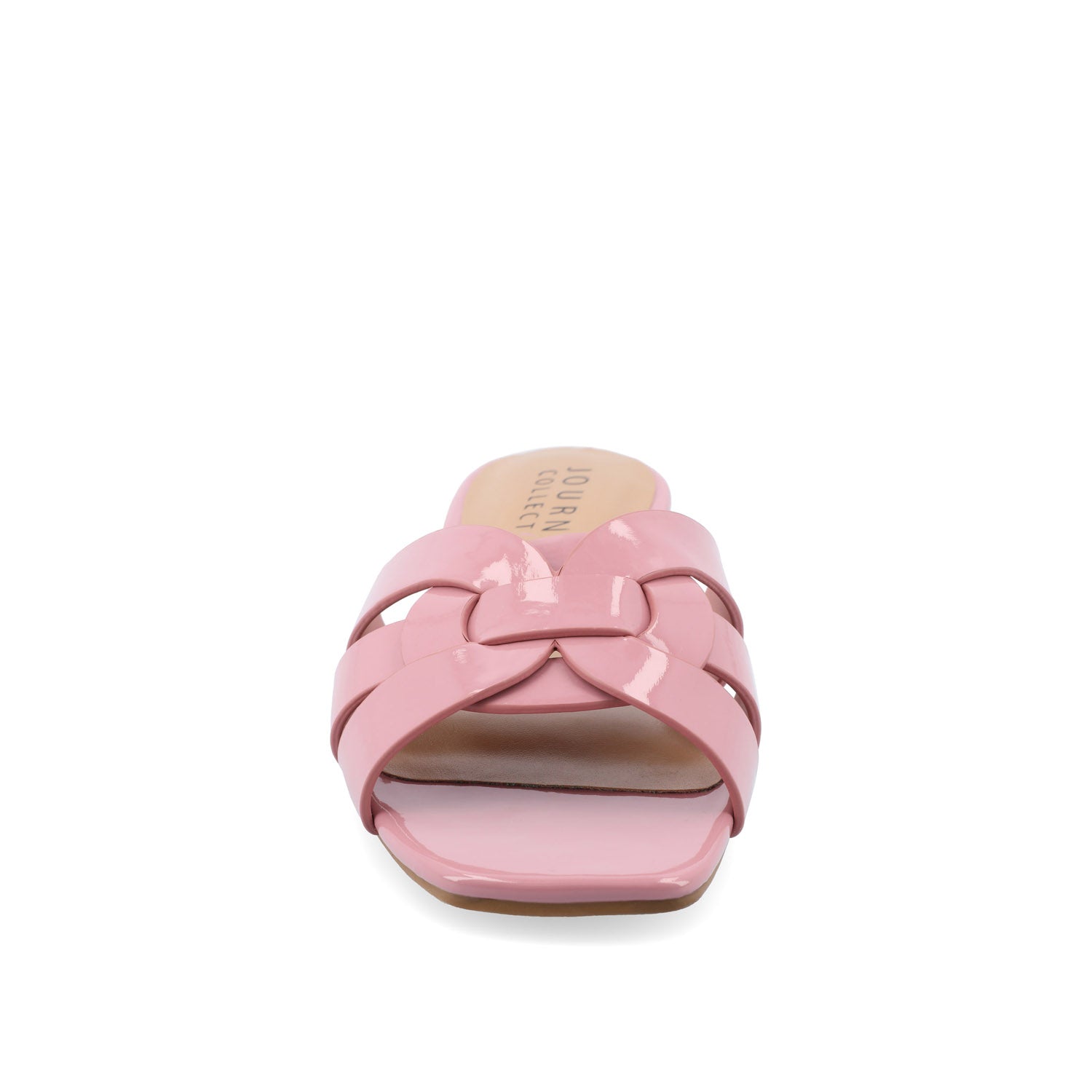 ARRINA SLIDE SANDALS IN STATEMENT PATENT - Rose Patent