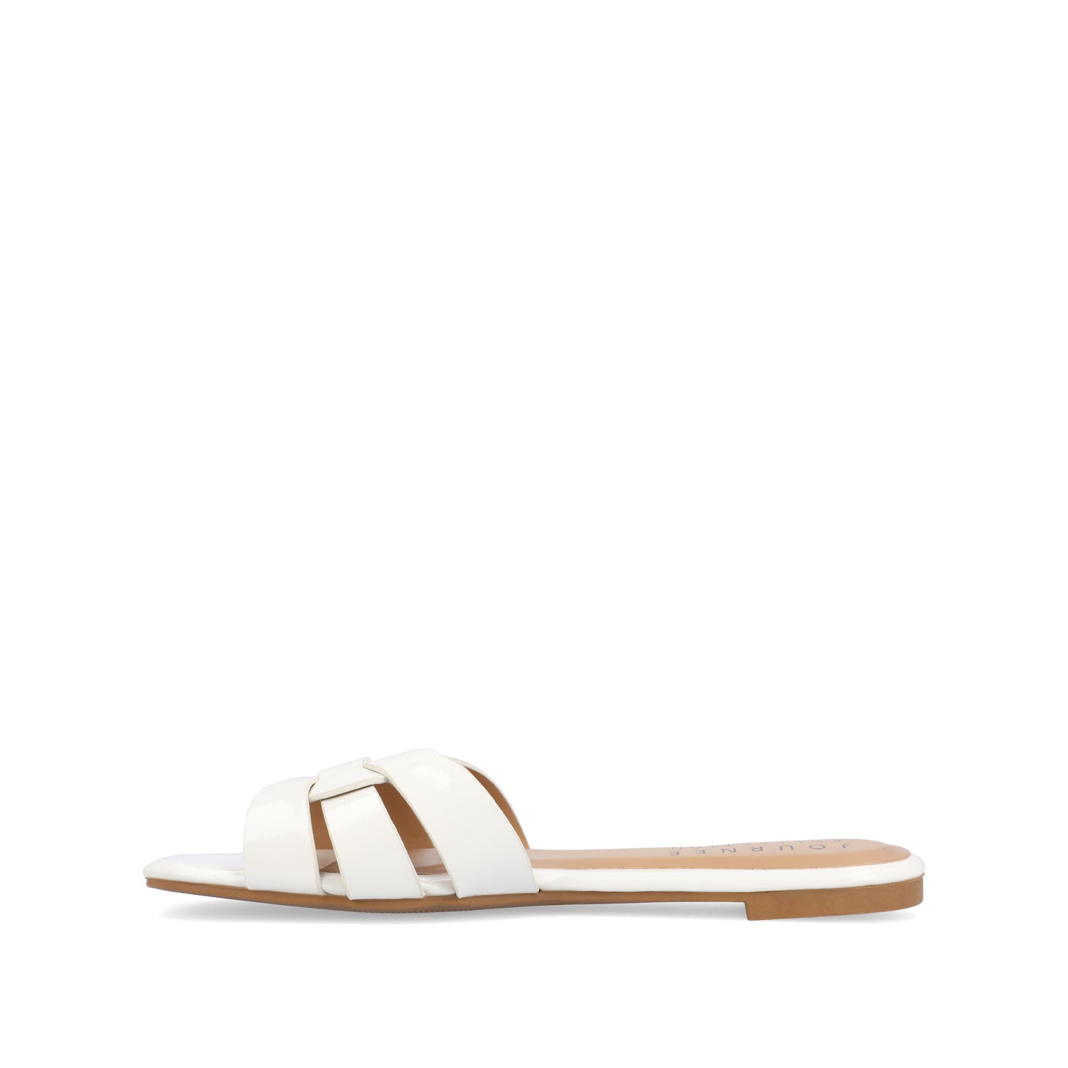 ARRINA BASIC PATENT SLIDE SANDALS IN WIDE - White Patent