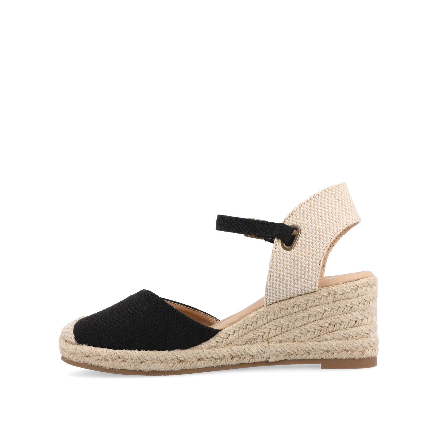ASHLYN ESPADRILLE WEDGE SANDALS IN CANVAS - Black Fabric