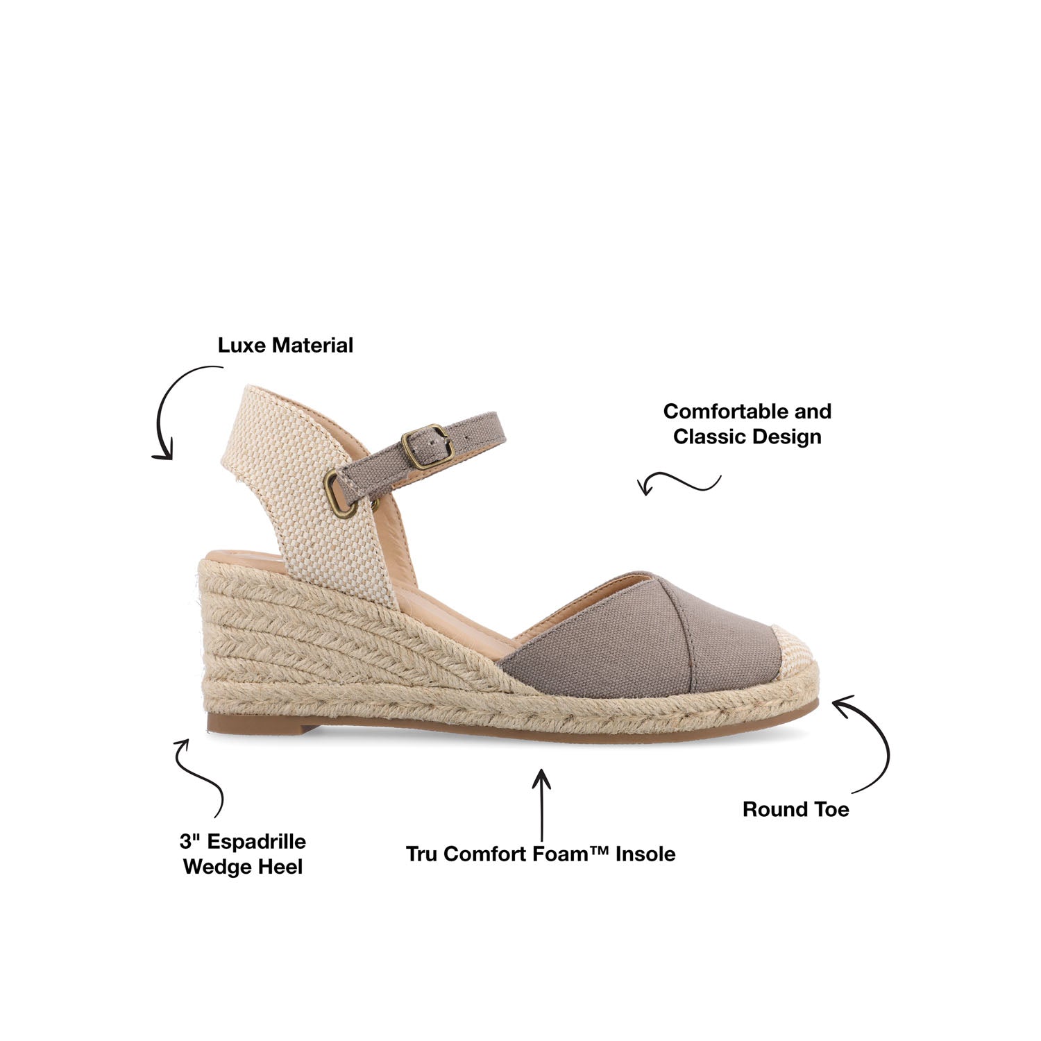 ASHLYN ESPADRILLE WEDGE SANDALS IN CANVAS - Grey Fabric