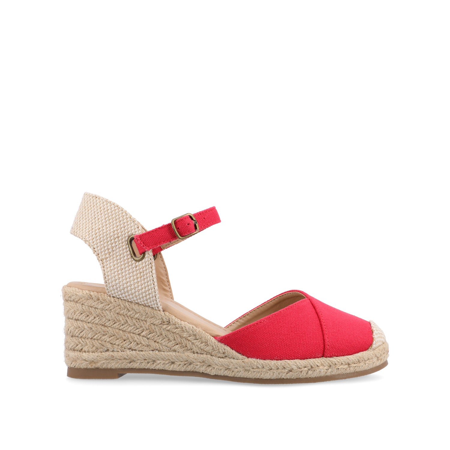 ASHLYN ESPADRILLE WEDGE SANDALS IN CANVAS - Red Fabric
