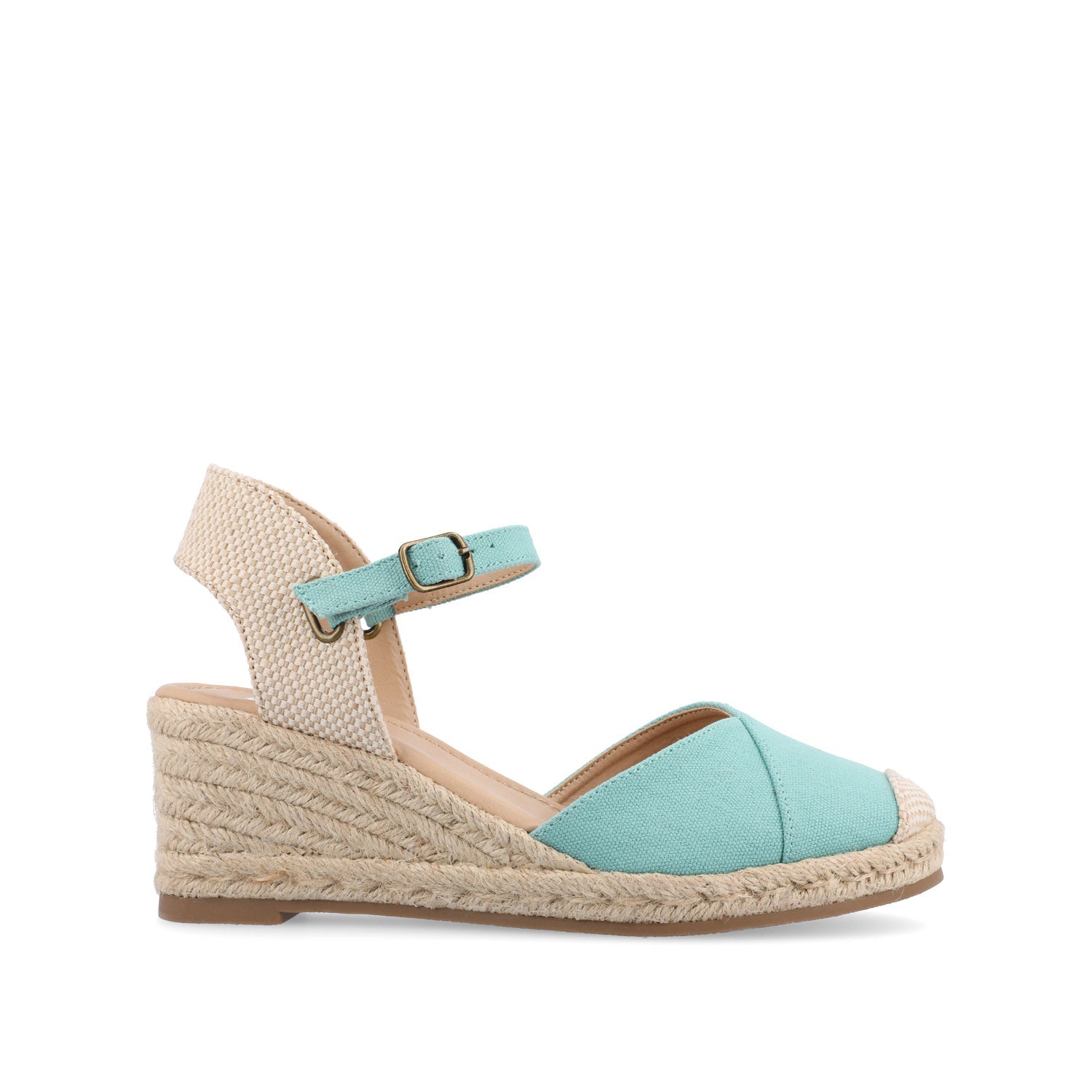 ASHLYN ESPADRILLE WEDGE SANDALS IN CANVAS - Teal Fabric