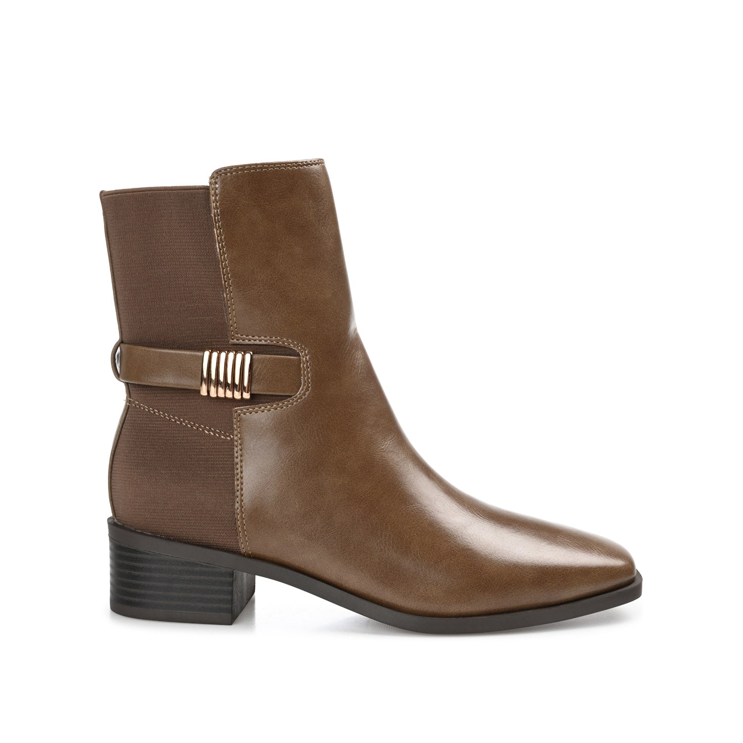 AUBRIE SQUARE TOE BOOTIES IN VEGAN LEATHER - Taupe