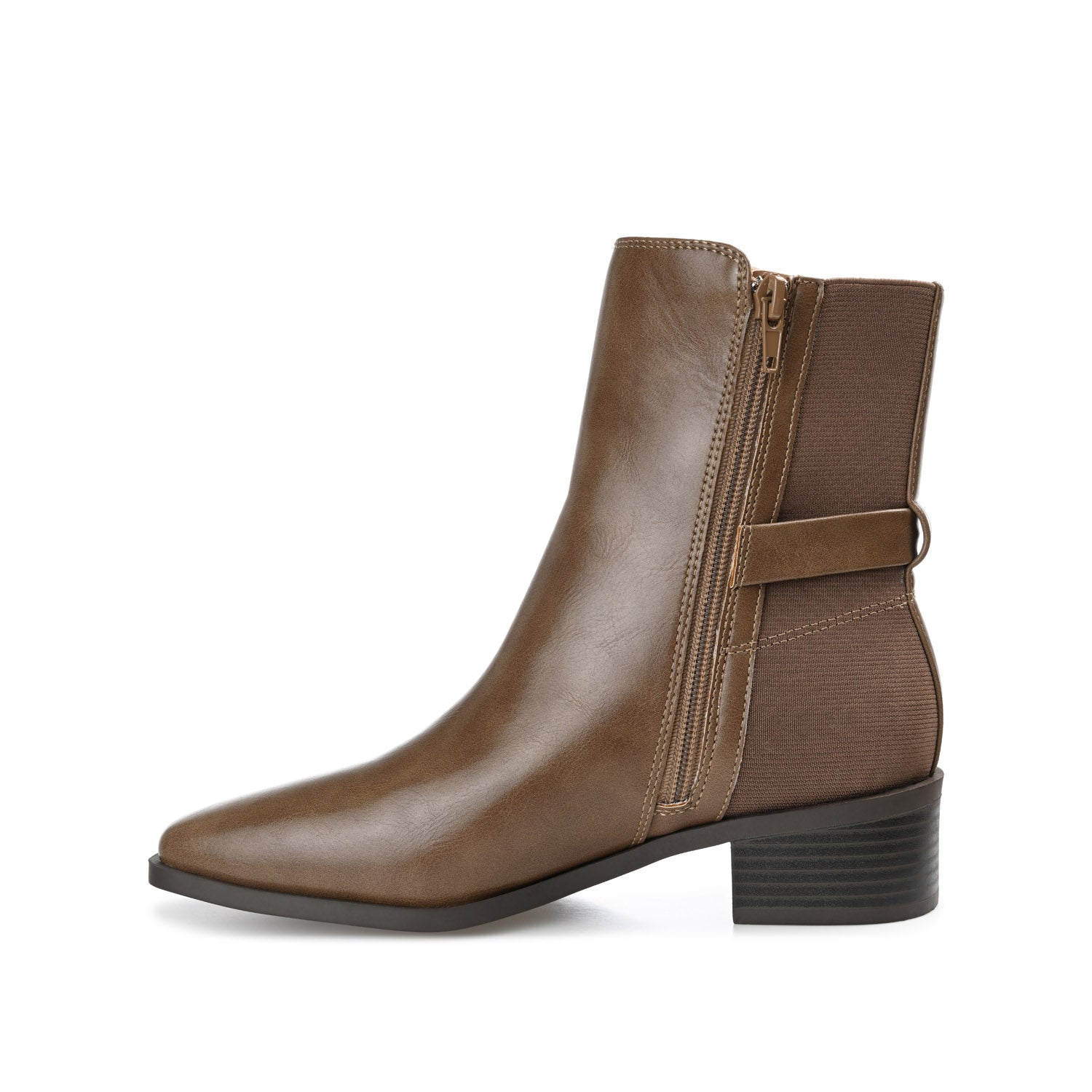 AUBRIE SQUARE TOE BOOTIES IN VEGAN LEATHER - Taupe